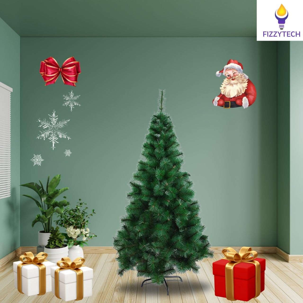 fizzytech 6 Feet Artificial Christmas Tree with 260 Tips | Pine Needle Leaf with Lifelike Foliage & Sturdy Metal Stand | Easy Assembly Perfect for Home Decor, Office & Christmas Decorations 4