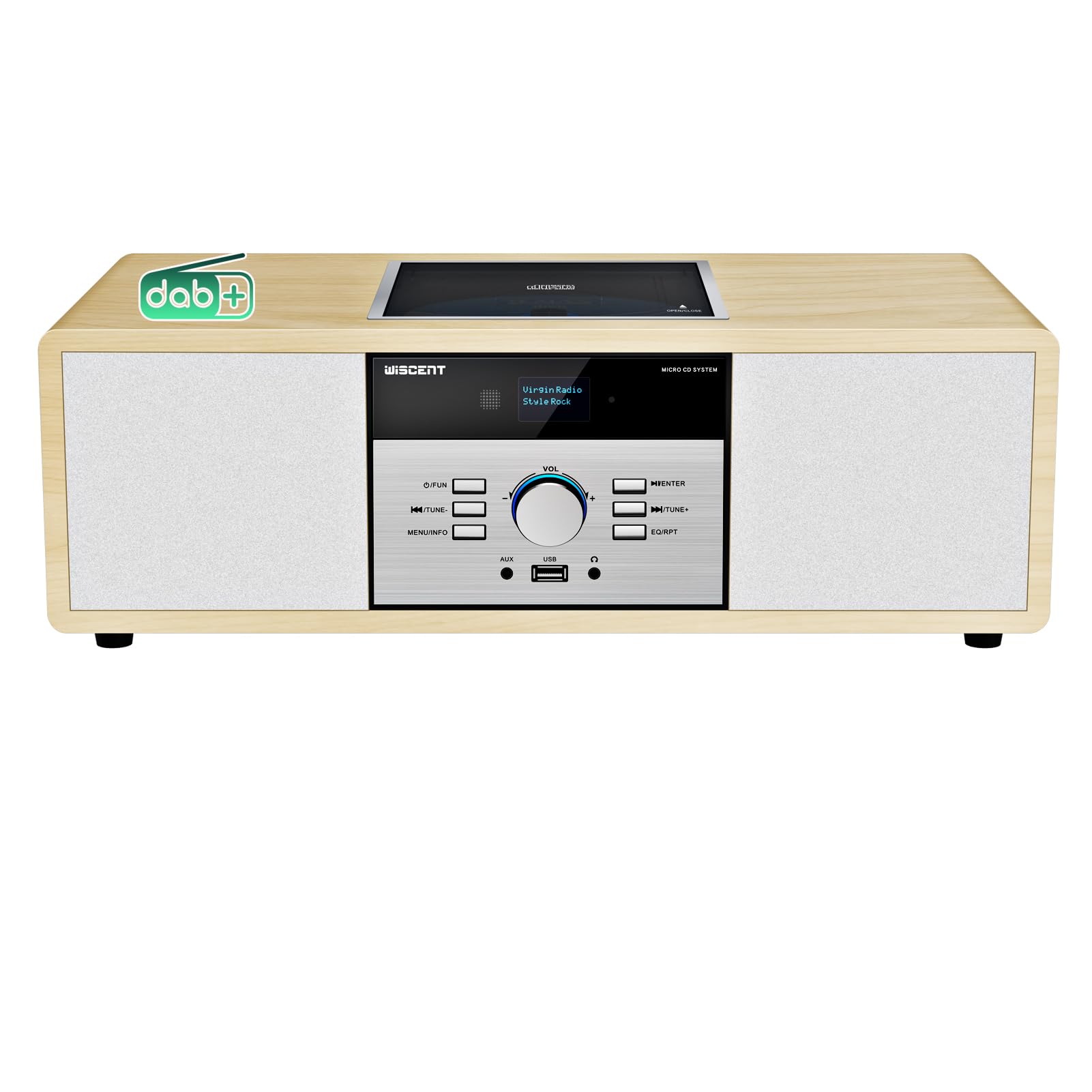 Chaine Hi-Fi Radio DAB+ Lecteur CD Bluetooth FM USB 30W Télécommande Design Rétro