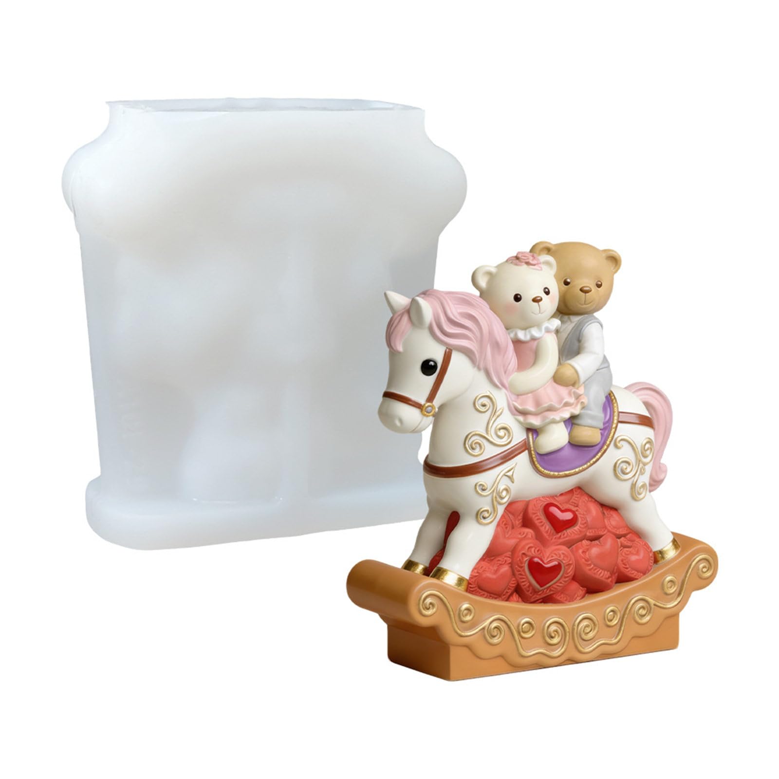 Msioytog Detailed Bear Rocking Horse Silicone for Crafting Chocolates and Soap Home Decoration Silicone