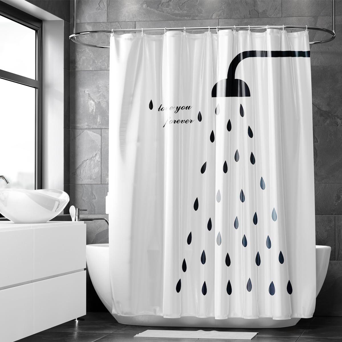 Jecarden Duschvorhang 180x200cm - Wasserdicht & Anti-Schimmel