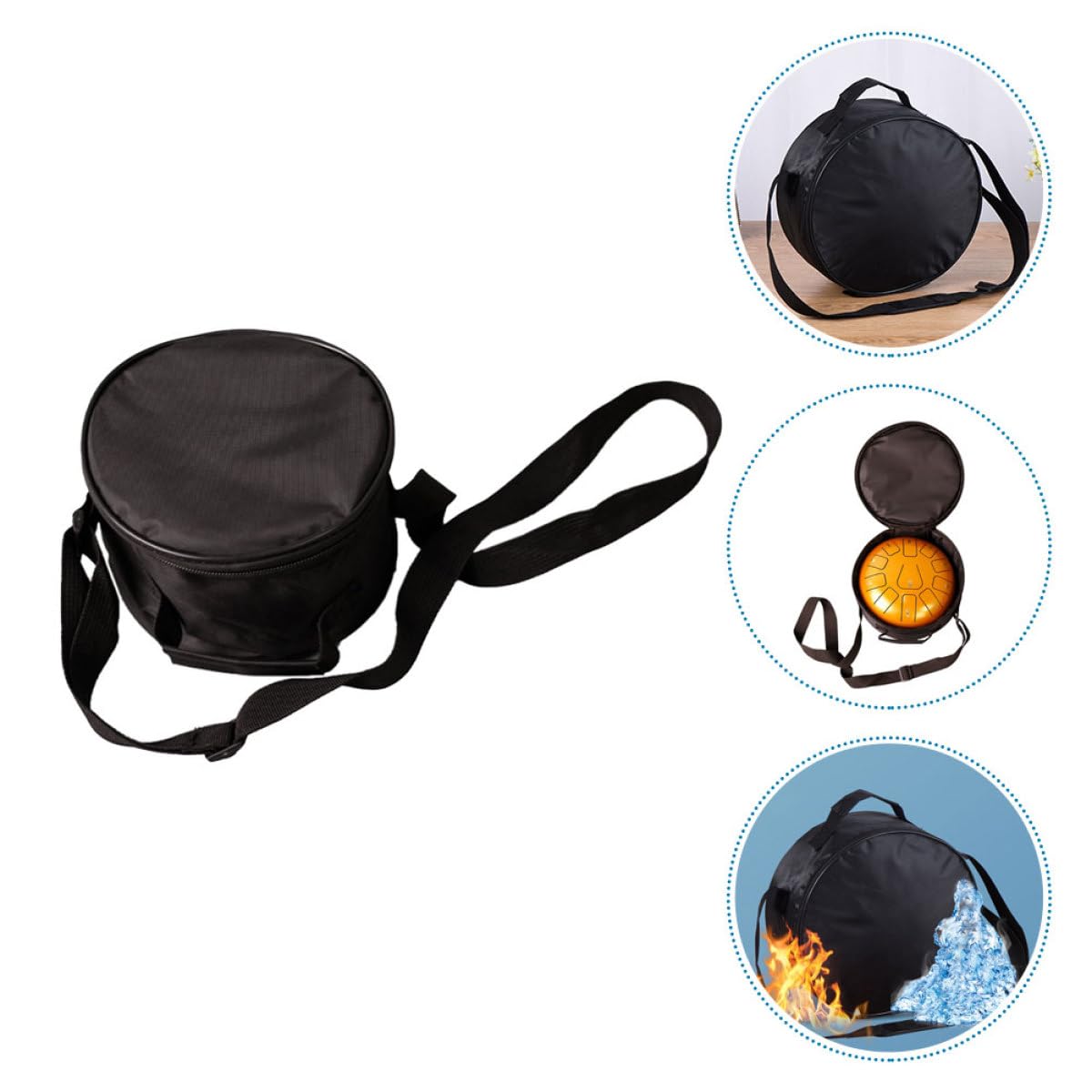 IMIKEYA Bolsa Protectora para Tambores de Acero de 8 Pulgadas Bolsa de Almacenamiento Correa de Hombro Acolchada y Doble Cadena para Percusión y Transporte de Instrumentos Musicales