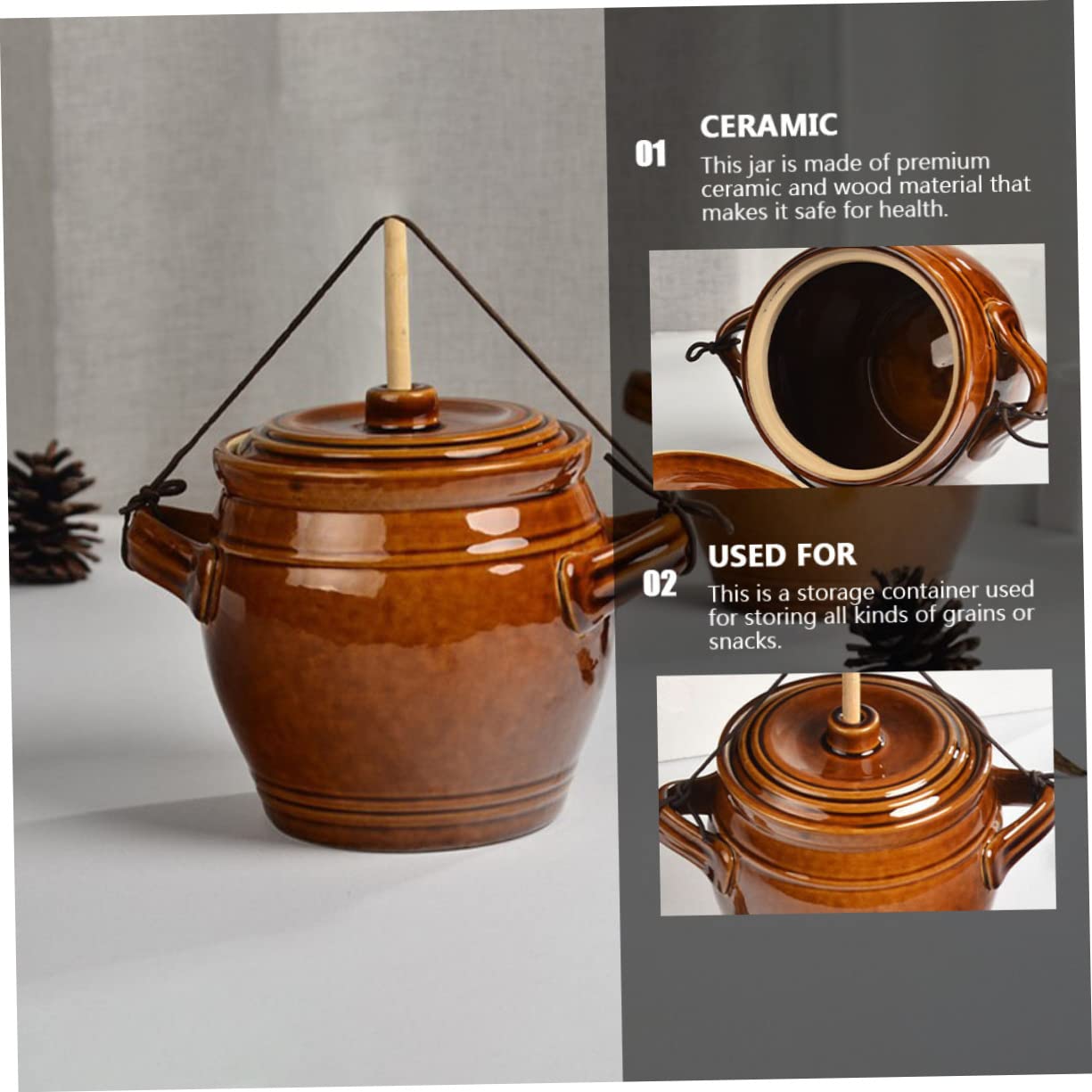 Ceramiczny Szczelny Słoik Do Przechowywania Tradycyjnych Kiszonek Pojemnik Kuchenny z Ceramicznym Zamknięciem Praktyczny i Bezpieczny Słoik Do Domu
