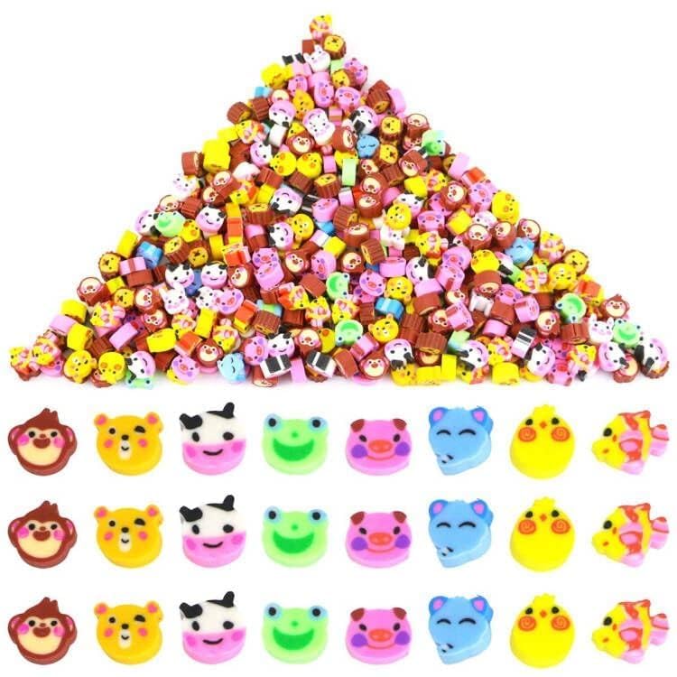 PRALB 1000PCS Mini Cute Erasers, Assorted Animals Erasers for Homework Rewards, Party Favors, and Art Supplies