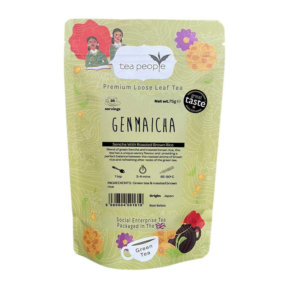 Tea People Genmaicha - 75g Retail Pack; Premium Japanese Green tea with roasted brown rice