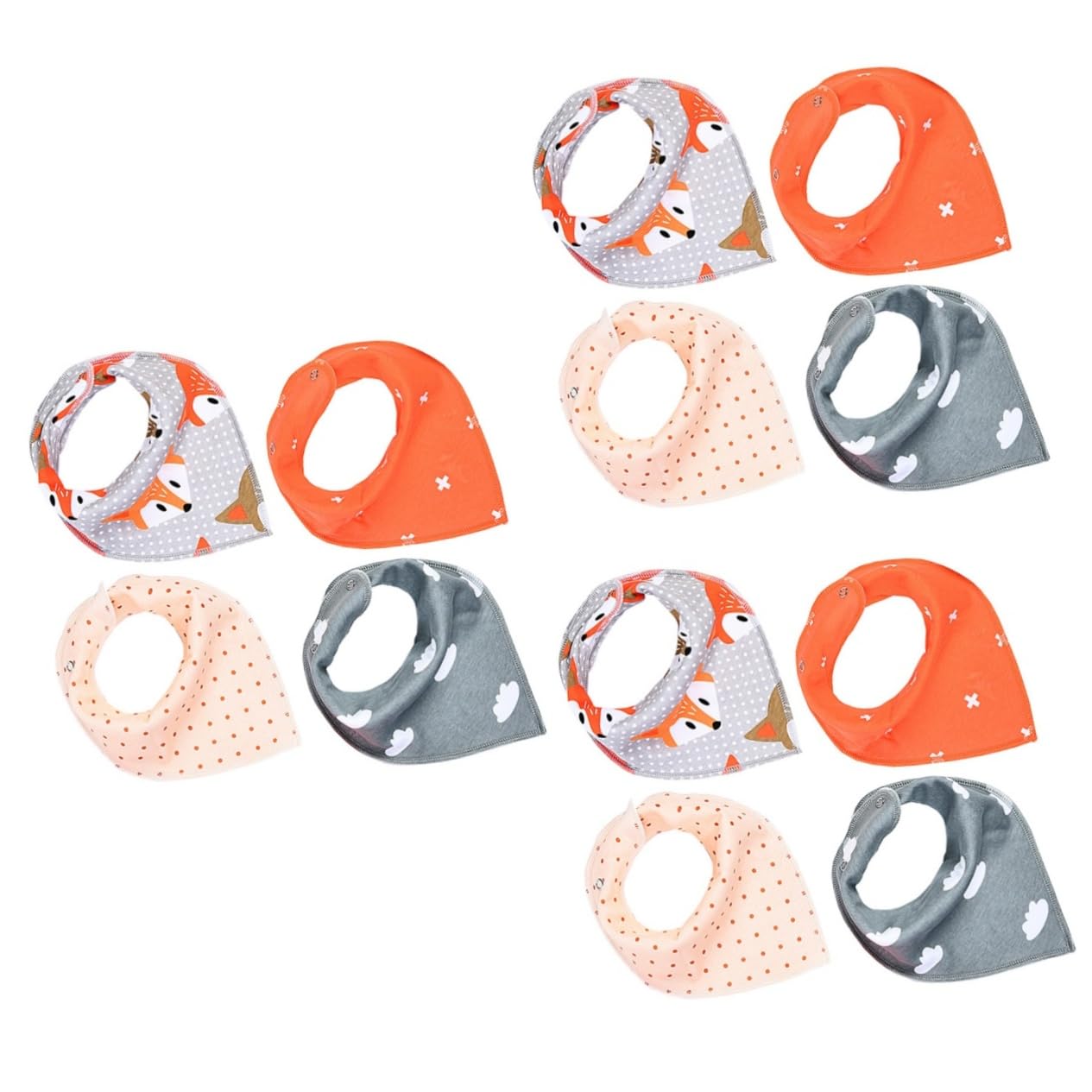 UPKOCH 12pièces Bavoirs Bandana Unisex Garçon Fille Garçon Fille Coton Absorbant Tablier De Dribble Triangle Avec Boutons-pression Pour Nourrissons Et Teething