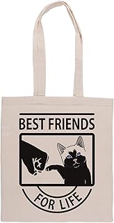 Cat Best Friends For Life Borse Per La Spesa Groceries Beige Shopping Bag