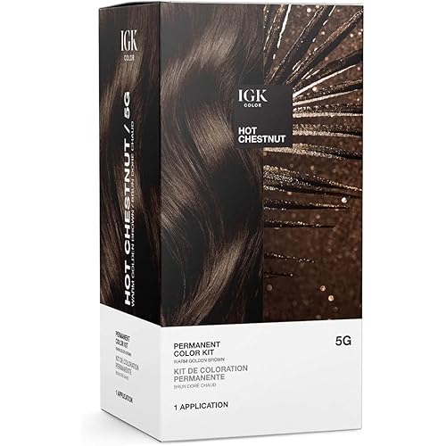 IGK Permanent Hair Dye Color Kit | 5G Hot Chestnut - Warm Golden Brown | 100% Gray Color Coverage + Strengthen + Shine | Ammonia Free