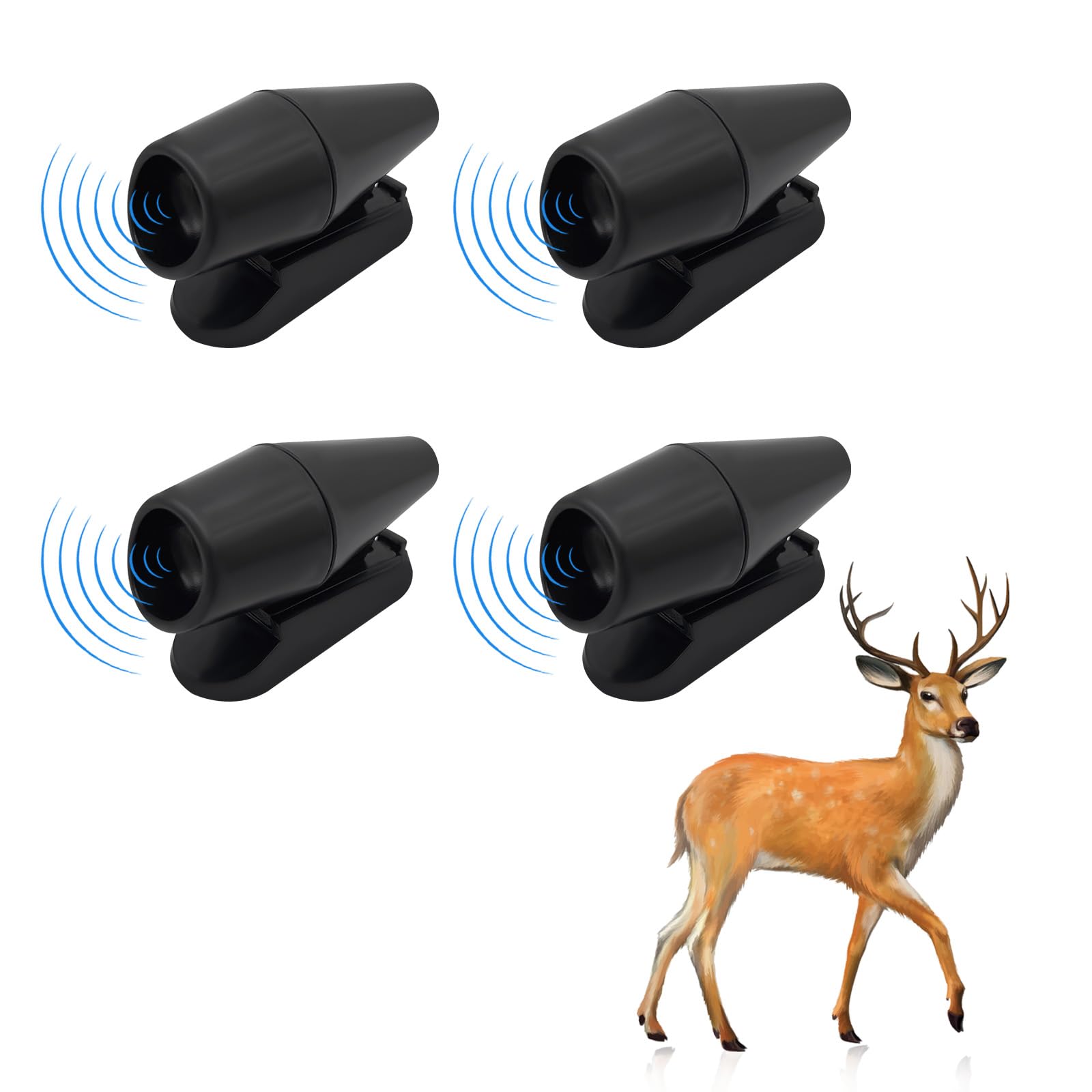 Kewucn4 PCS Car Deer Whistles, Auto Deer Whistles Warning Devices Horn Sensor, Outdoor Driving Whistles Avoiding Deers from Collisions, Universal Car Accessories (Black A)