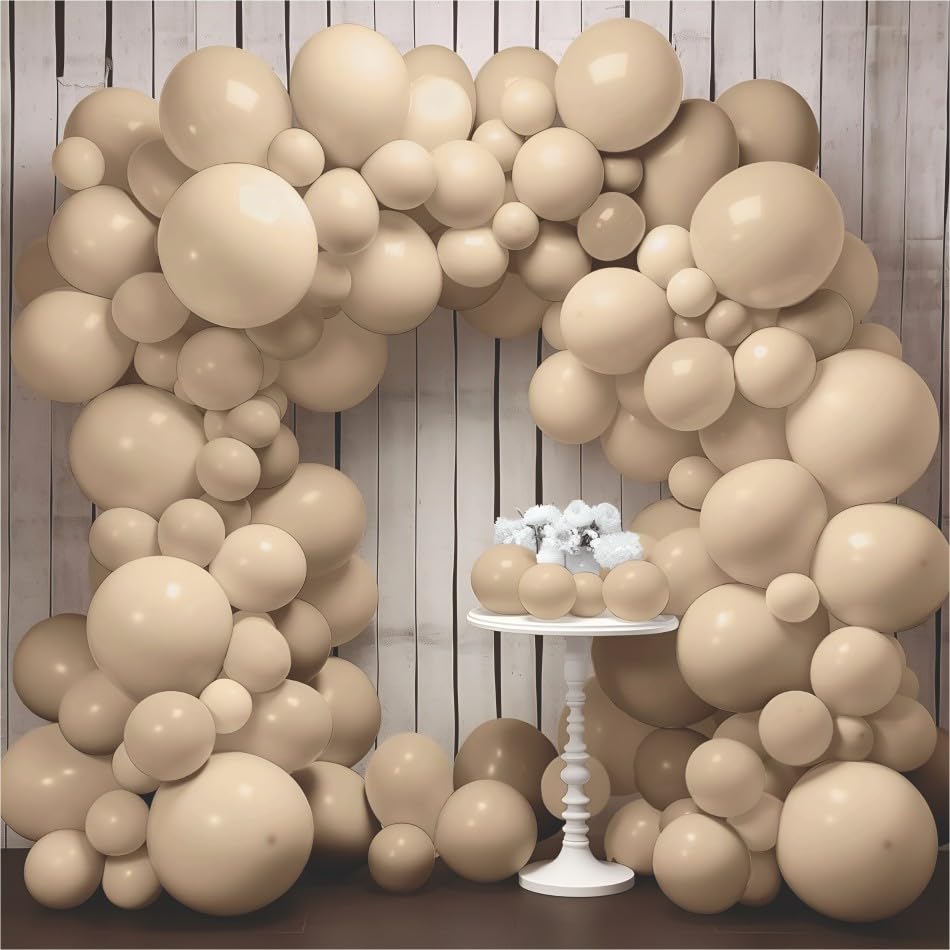 YOURS DECOR Balloon Decoration Kit - 52 Pcs | Beige Balloons Set Party Supplies Perfect for Kids, Adults for Birthdays, Anniversaries & Events, Vibrant Party Decor Items for Celebrations (Beige)