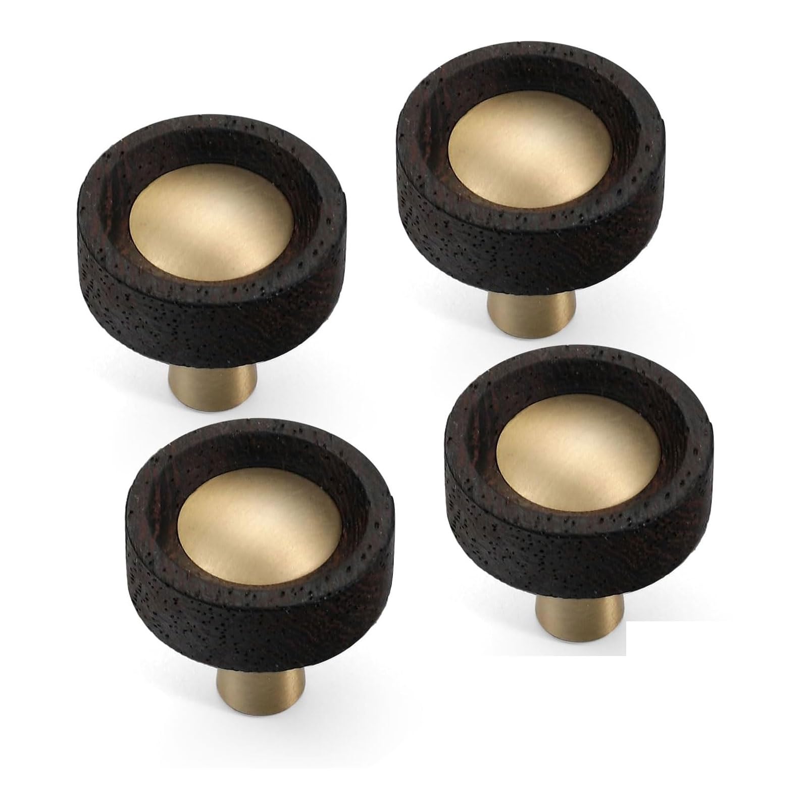 LCANALLYMS Kitchen Cabinet Handles, Solid Brass Wooden Cabinet Handles 4Pack Vintage Wood Hardware Drawer Pulls for Cupboard Dresser Closet(Knob)