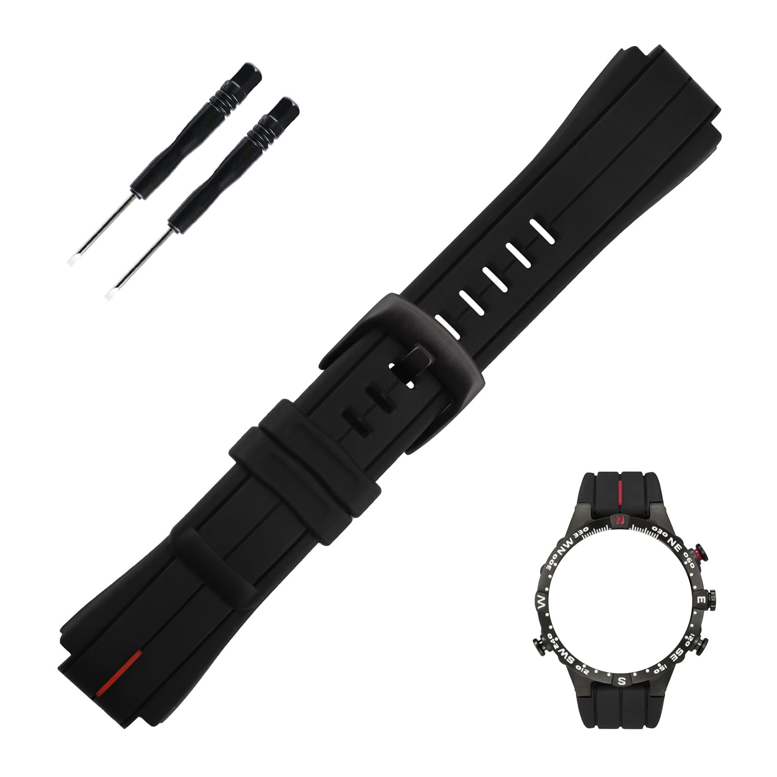 Topuly 24mm x16mm Rubber Watch Band replacement for Timex T2N720 T2N721 T2N739 TW2T76500 TW2T76300 TW2T76400 Silicone Strap Wirstband accessories for