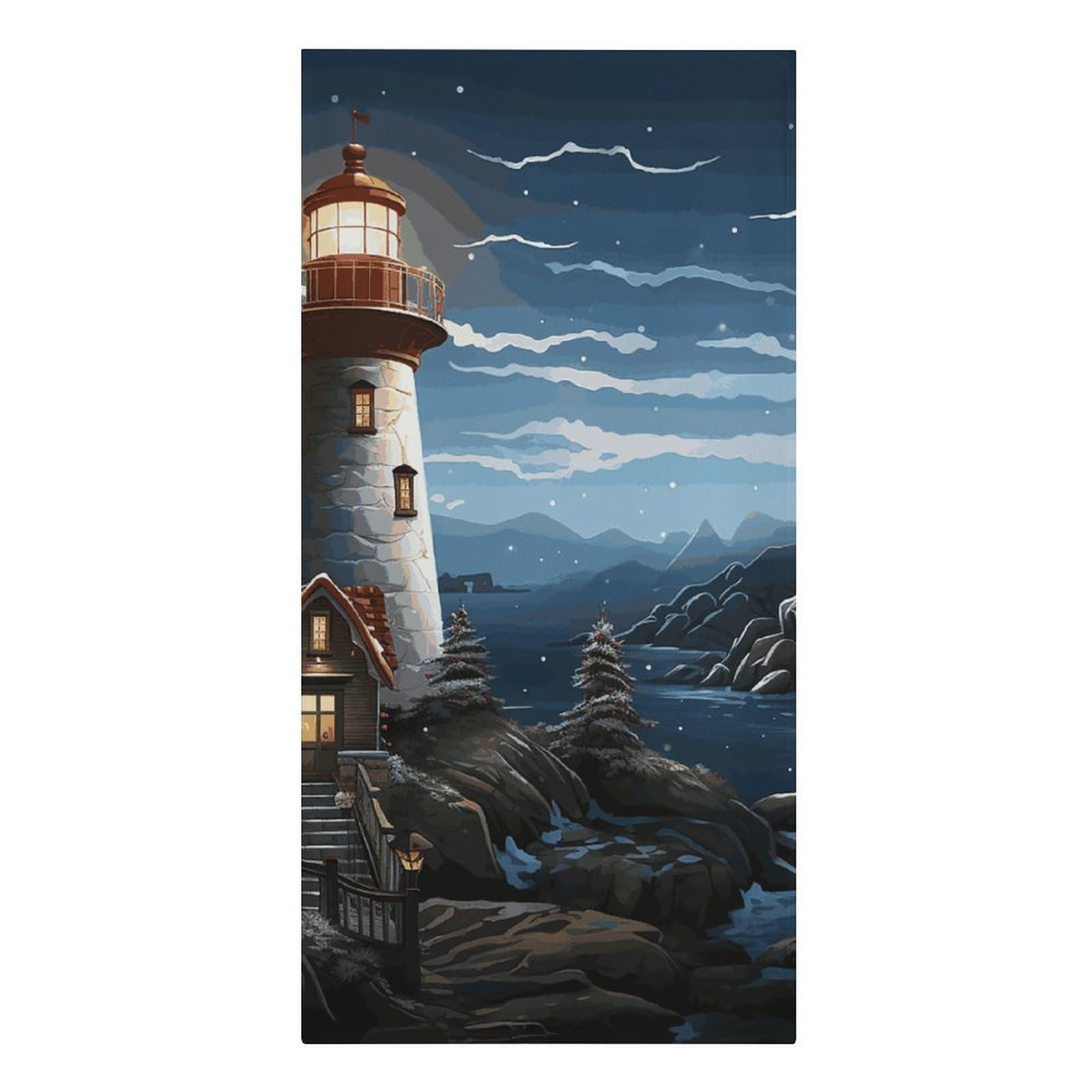 Khauerbc Style Santa Claus Lighthouse Quick Dry Towels,Quick Dry Super Absorbent ，Large Oversized Beach Towel，61.4 * 30.3 Inches. Fiber Beach Towels Is Sand Proof Tropical Beach Essentials.