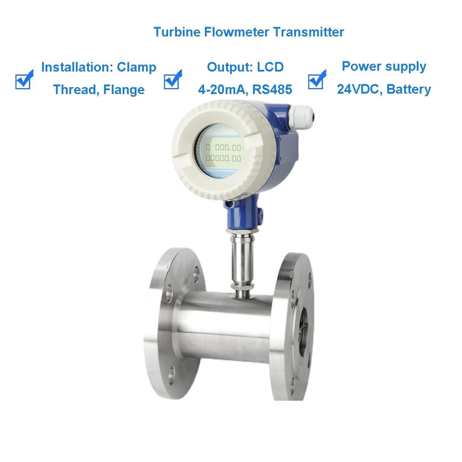 Transmisor de caudalímetro de turbina con conexión de abrazadera DN20, salida de 4-20 mA, caudalímetro electromagnético for aceite Garantizar la estabilidad(DN50)