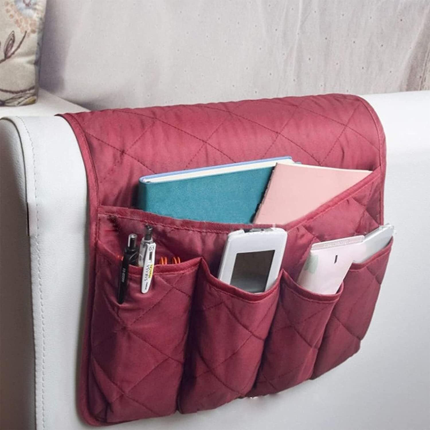 KJdxfhFH Sofa Armrest Organize Remote Control Holder Armchair Caddy(Red)