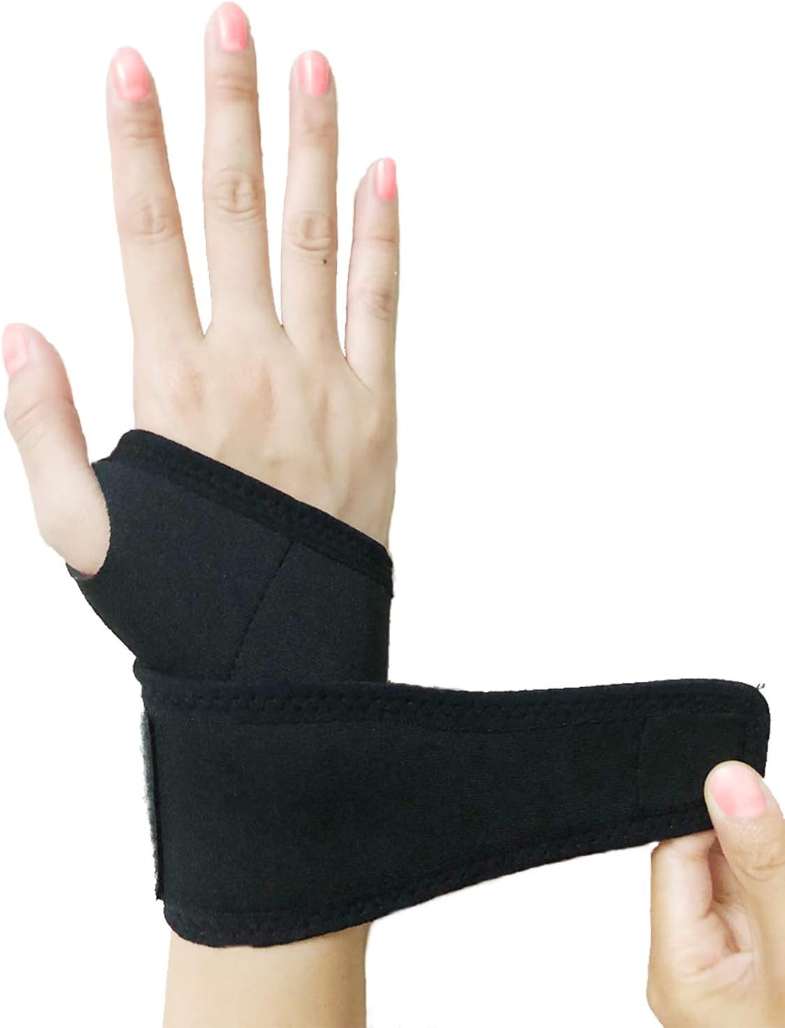 Wrist Brace, Adjustable Elastic Self-Heating Pressure Support Relief Pain from Tenosynovitis, Arthritis, Carpal Tunnel, for Right and Left Hands for Men and Women One Piece Black