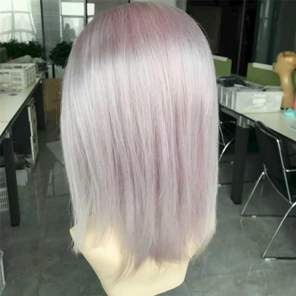 13 x 4 HD Lace Front Glueless peruki dla kobiet do cienkich włosów | Liliowo-szara peruka Bob Peruka do włosów ludzkich prostych Wear and Go(8 cali)