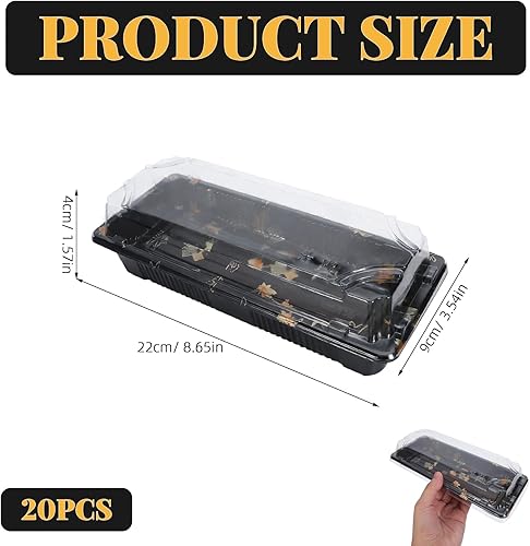 Miniatura 3 de 20Pcs Sushi Containers with Lid - Disposable Sushi Tray - Small Sushi Boxes To Go - Rectangular Take out Boxes - Fruit Cake Packing Box - Food