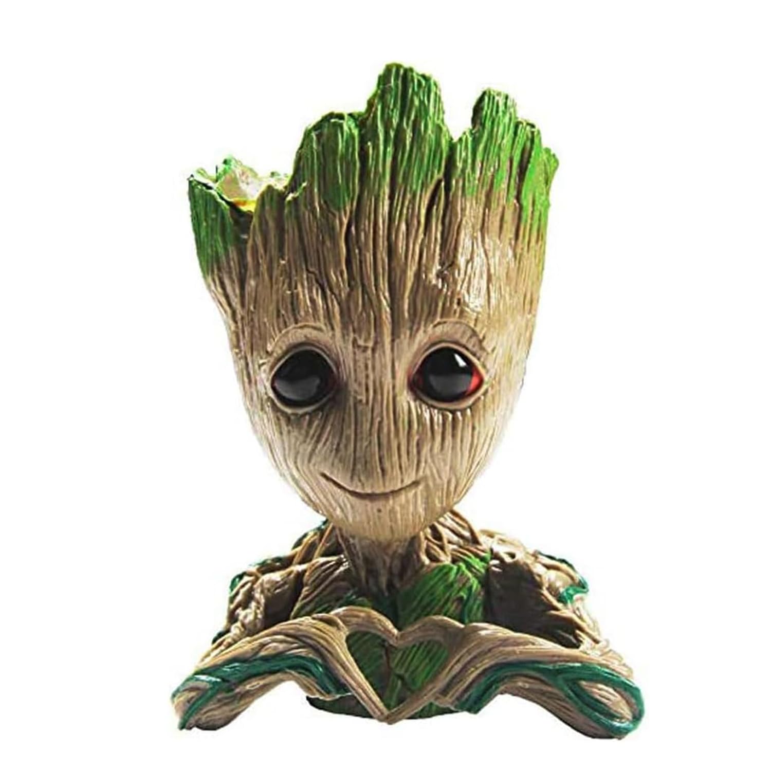 ZUSONUD B-Best Baby Groot Pen Pot Tree Man Pens Holder or Flower Pot with Drainage Hole Perfect for a Tiny Succulents Plants 6"