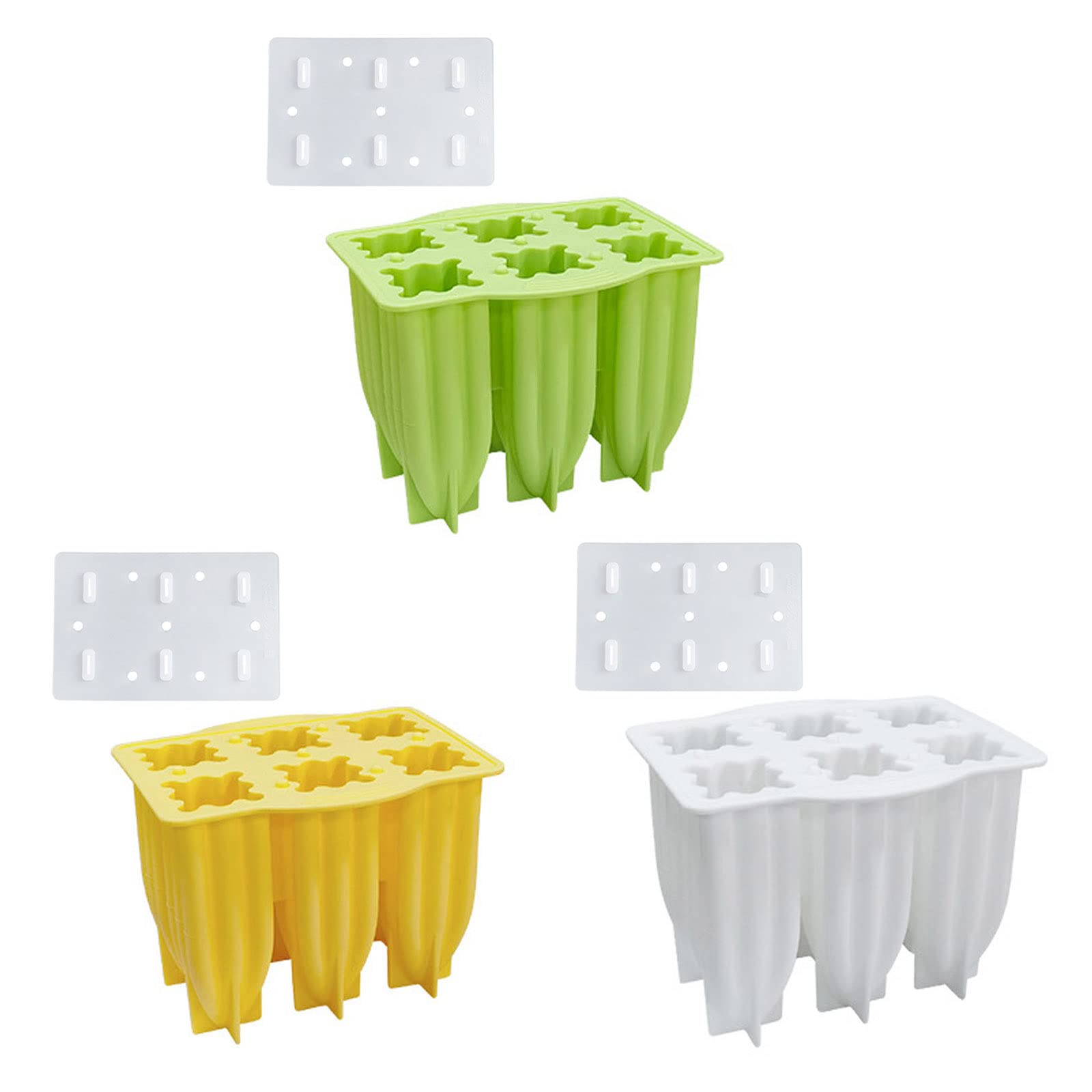 Molde for helado de 6 celdas for paletas hielo, moldes for, utensilios cocina, accesorios(Yellow)