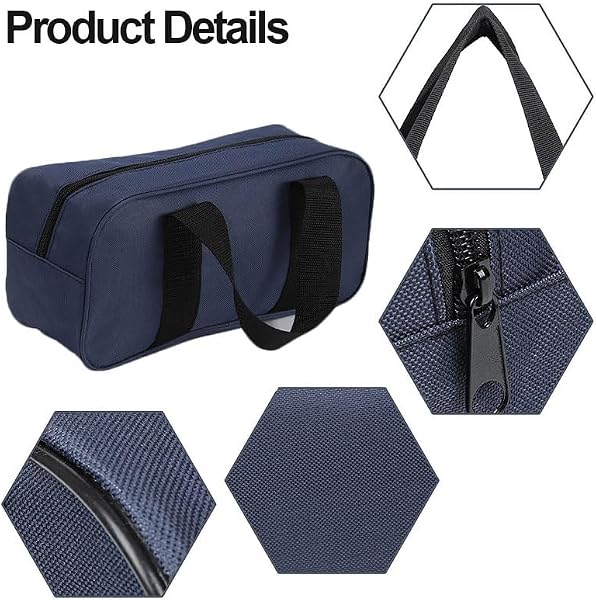 Bolsa de herramientas pequeña con boca ancha y asa de transporte, bolsas organizadoras de herramientas impermeables para llaves, alicates y herramientas de bricolaje en taller, obra y reparación del - 4