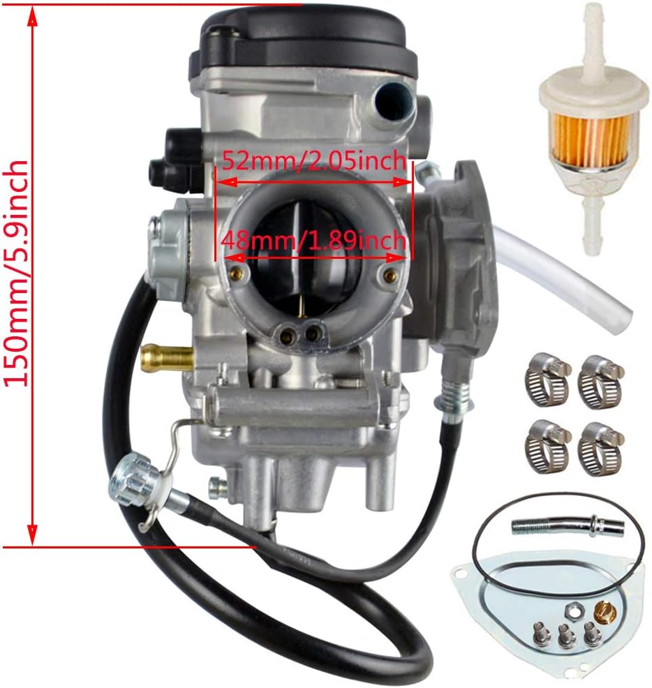 YFM400 Carburetor Carb Kit Compatible with Yamaha Big Bear wolverine Kodiak Grizzly 400 YFM 400 YFM400 2000 2001 2002 2003 2004 2005 2006 ATV With Air Fiter Fuel Filter, By Liyyoo
