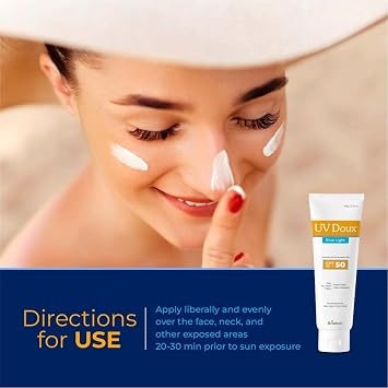 UV Doux Blue light Sunscreen Gel SPF 50 PA+++ | Tinted, Lightweight, Water Resistant | Matt Finish | UVA/UVB & Blue Light Protection | For Oily, Sensitive & Acne-Prone Skin |For Men & Women 50g/1.76oz