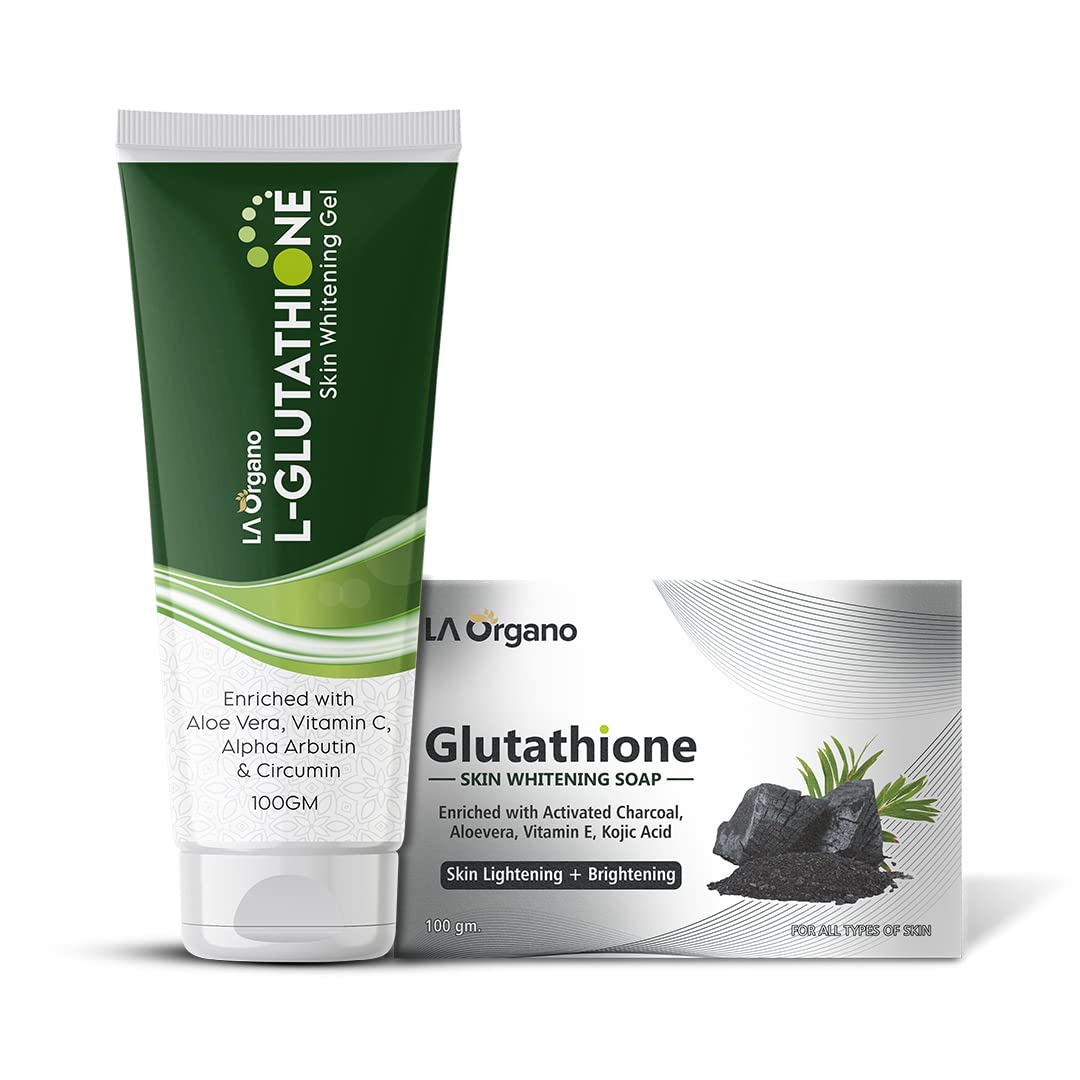 Buy LA Organo L- Glutathione Gel & Activated Charcoal Soap for Skin  Whitening & Brightening, Hydrating, Dark Spot, Dead Skin Cell Removal  Enrich with Vitamin C,E, Aloevera (Pack of 2)200g Online at