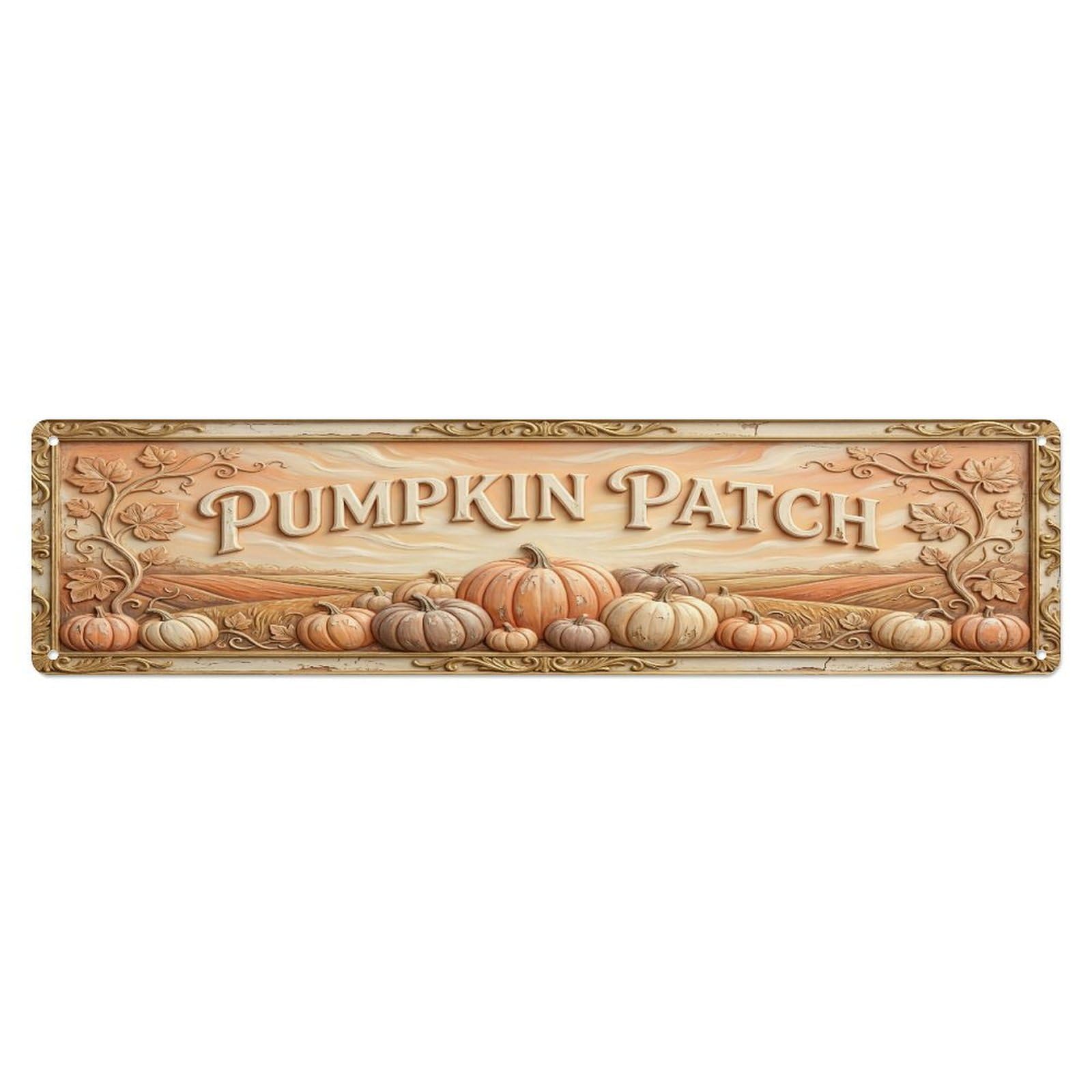 Fqcyn Style Metal Tin Sign Vintage Cottagecore Garden Pumpkin Patch