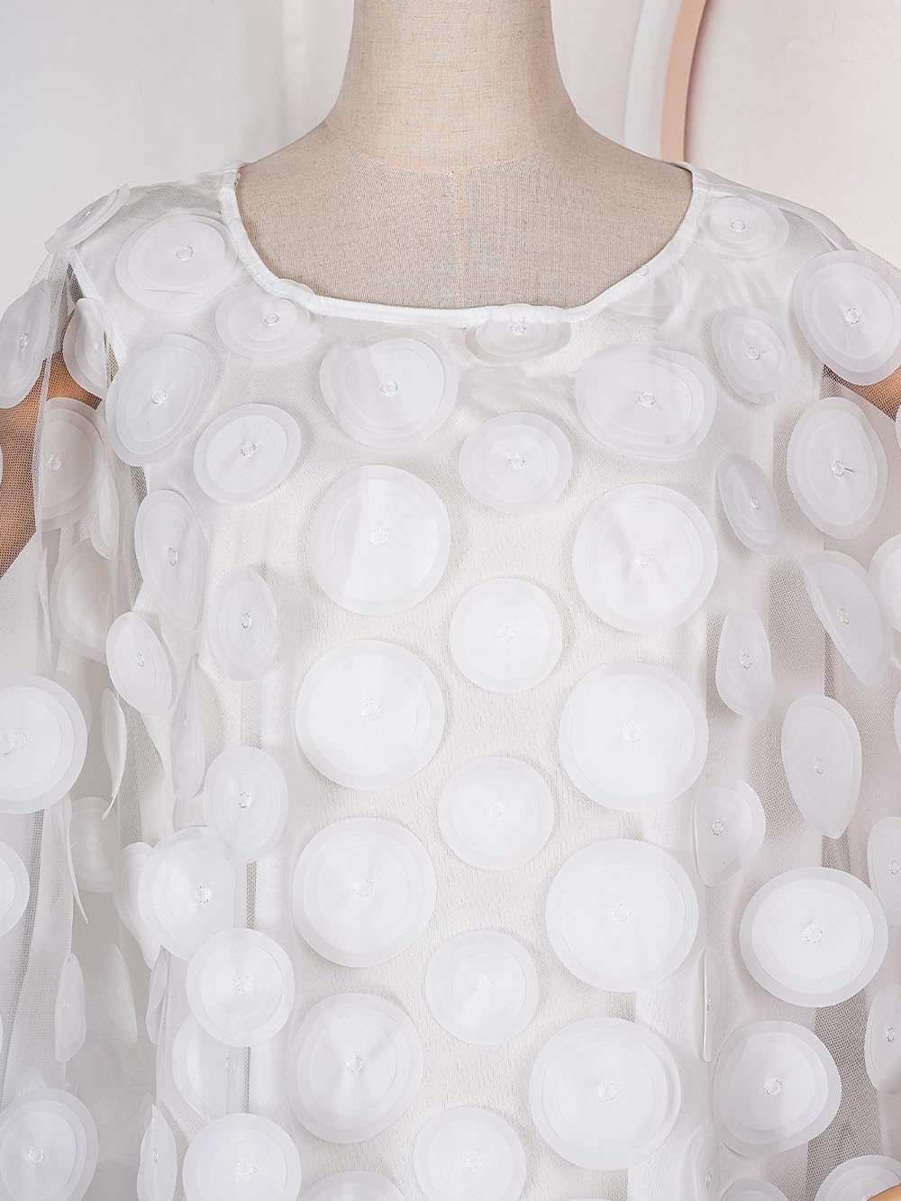 HD Afircan Women Applique Flower Dress Boat Neck Caftan Chiffon Gown One Size - Image 5