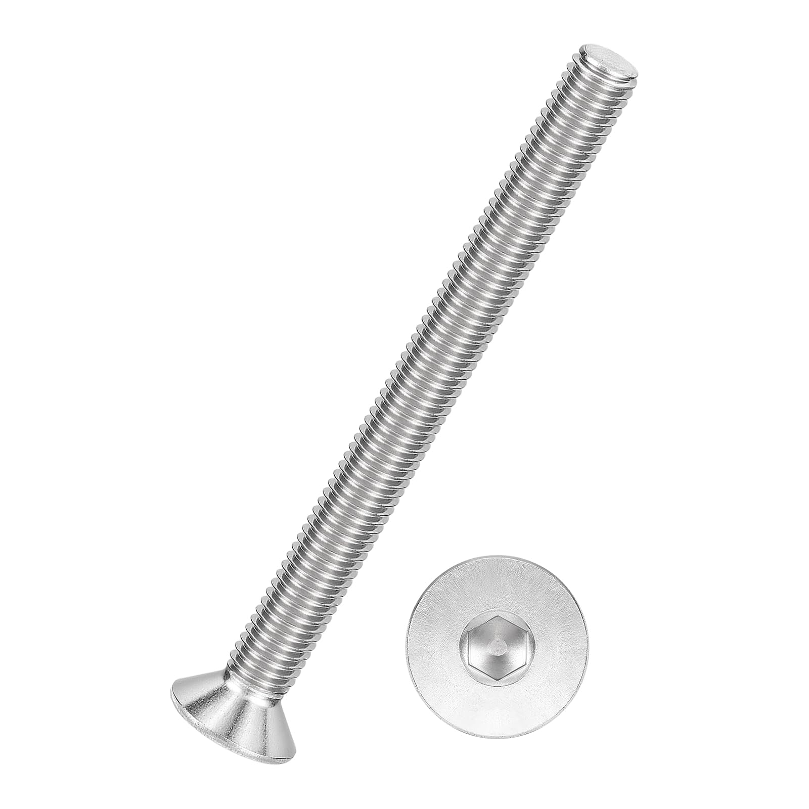 Kozelo 2Pcs Flat Head Socket Cap Screws - [M10-1.5 x 110], 304 Stainless Steel 18-8 Countersunk Bolts, Silver, for Automotive, Furniture Repair, Industrial Equipment & Temporary Fixes