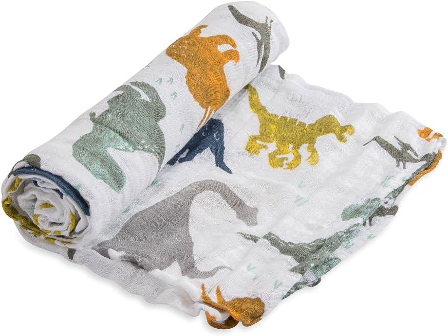 Little UnicornPremium Cotton Swaddle Baby Blanket | Breathable Fabric | for swaddling, Play, Nursing & More (Dino Friends)