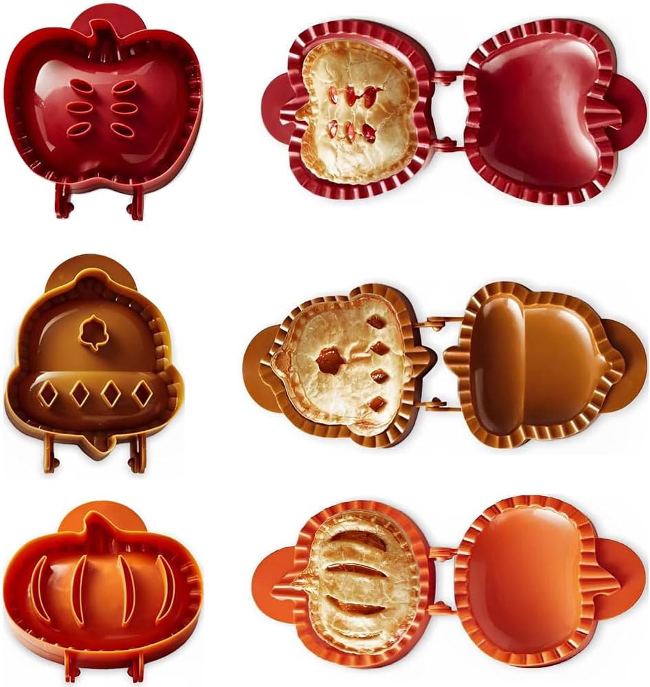 Holiday Mini Pie Mold, Hand Pie Press Mold Maker for Baking, Party Potluck Hand Pie Molds, Pumpkin Cookie Cutters, for Festivals and Parties?3PCS? APPLE
