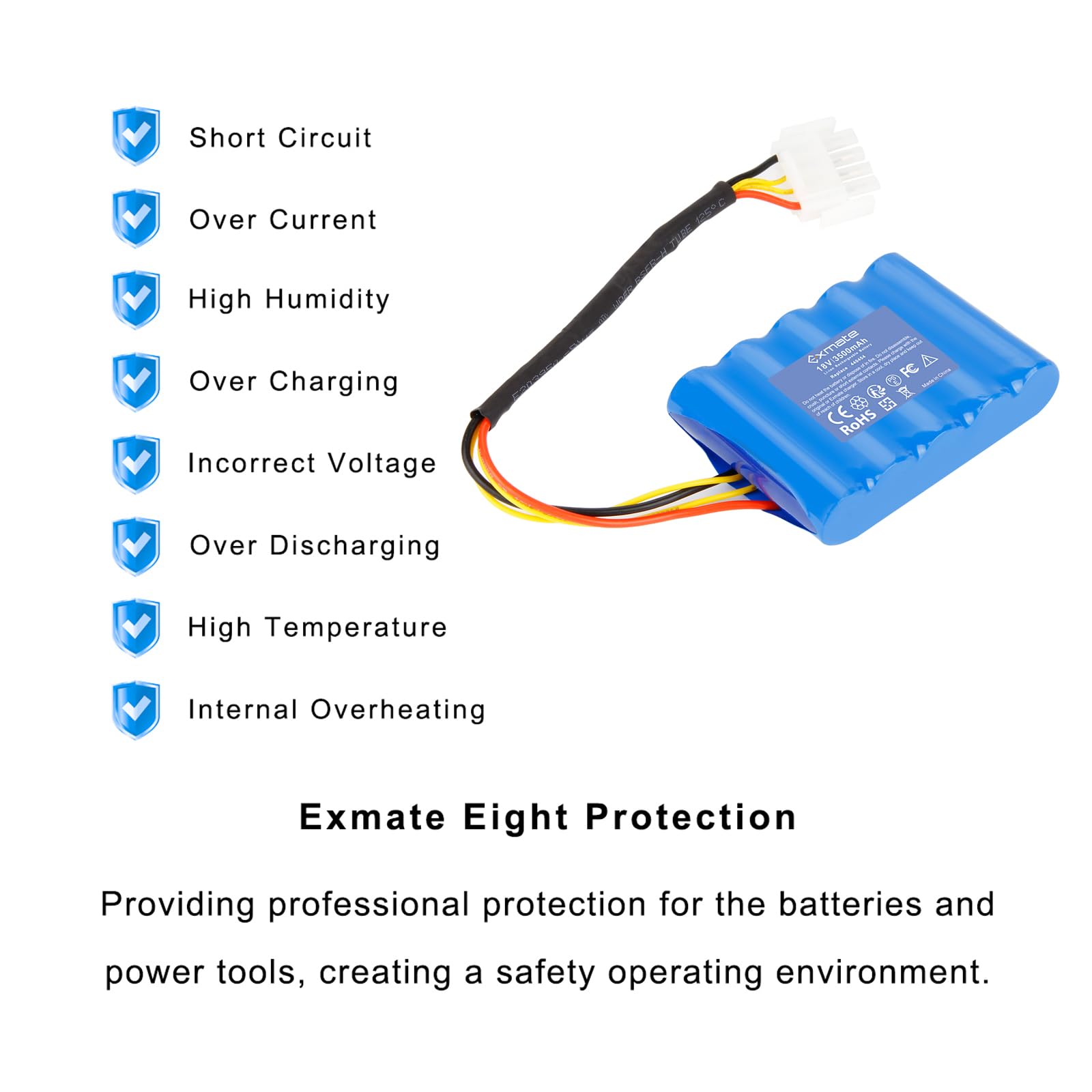 Exmate 18V 3500mAh Li-ion Akku kompatibel mit AL-KO Robolinho 500 E (119833) 02/2018-01/2019 100 110 1100 41.6 1150 W AL-KO 440454 441154 442175 442196 Rasenmäher