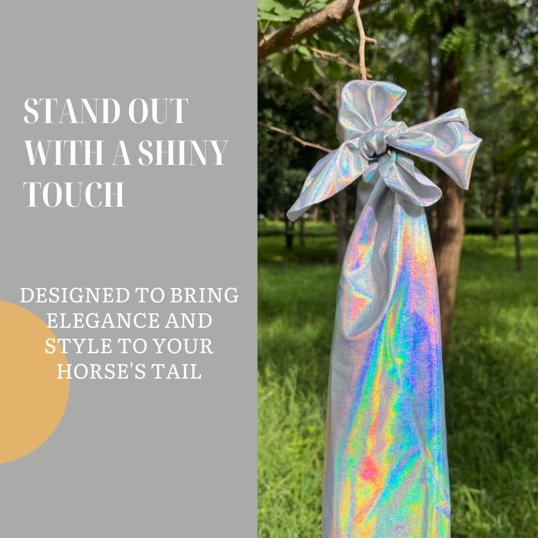 horzmetnex Stretchy Horse Tail Bag,Pack of 2,Brilliant Rainbow Design with Stretchy Fabric for Horse Tail, Tail Bag for Horses(Fantasy Purple and Silver)