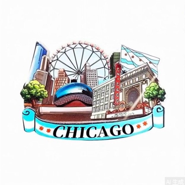Imán Decorativo Souvenir Chicago Landmarks miniatura 7