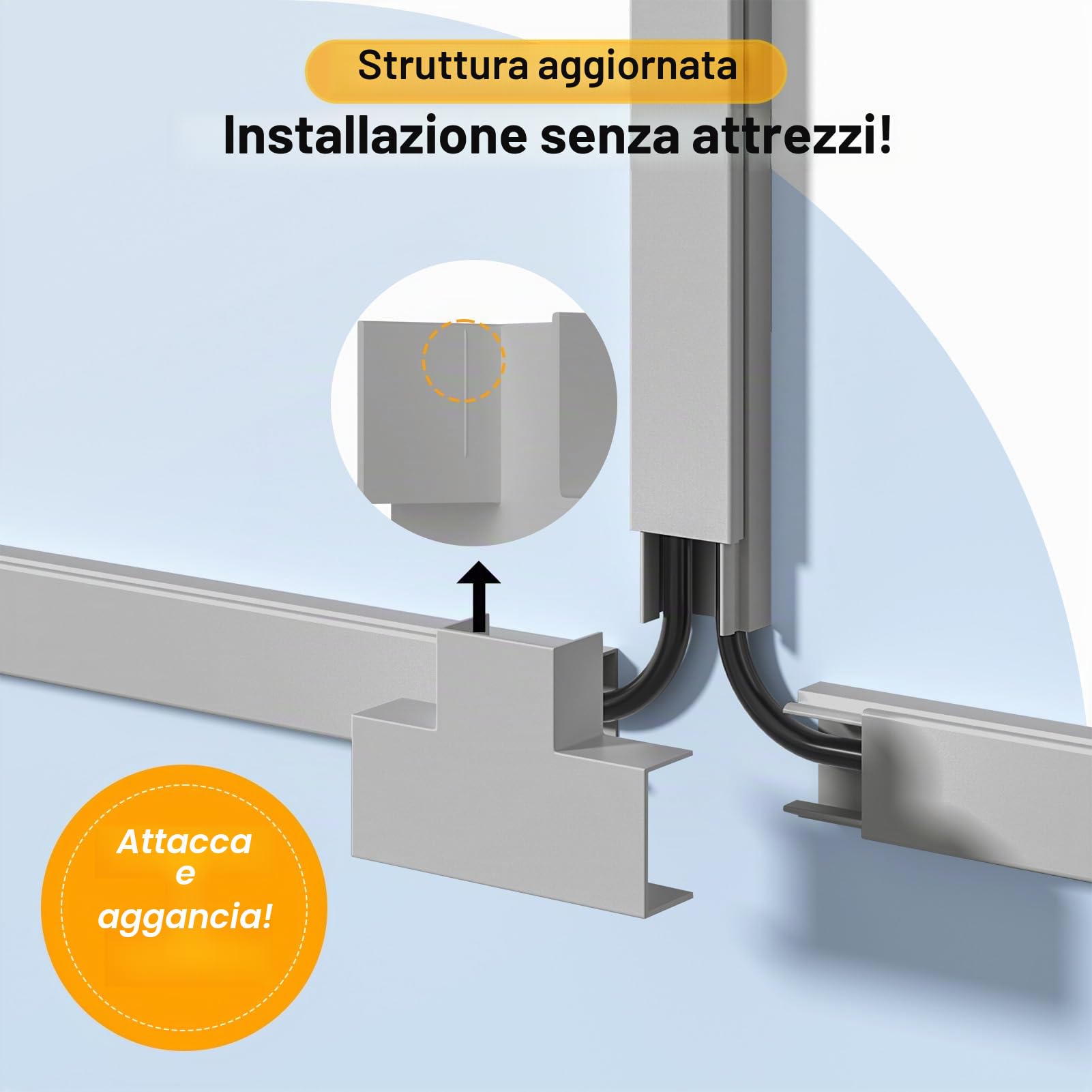 Delamu Canalina Passacavi Muro, 4M Adesiva Canaletta per Cavi Elettrici Verniciabile cavo di correttore Covers, Copertura Per Cavi per Computer A Casa O In Ufficio, 10 Pezzi L400mm*W30mm*H17mm, grigio