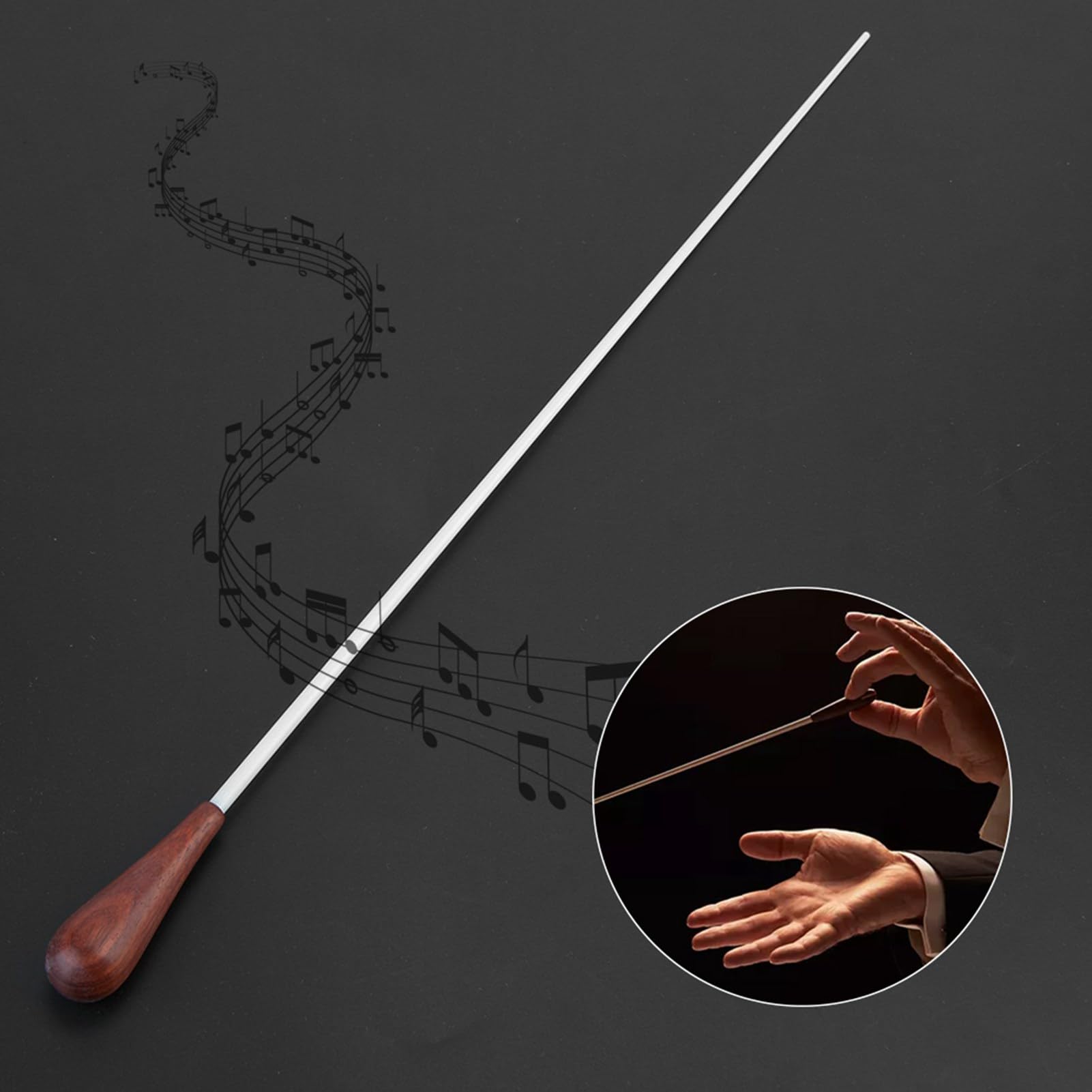 Baton Professionnel de Chef d'Orchestre pour Orchestre Symphonique et Direction Musicale avec Manche en Bois et Etui Inclus Idéal pour les Concerts Symphoniques