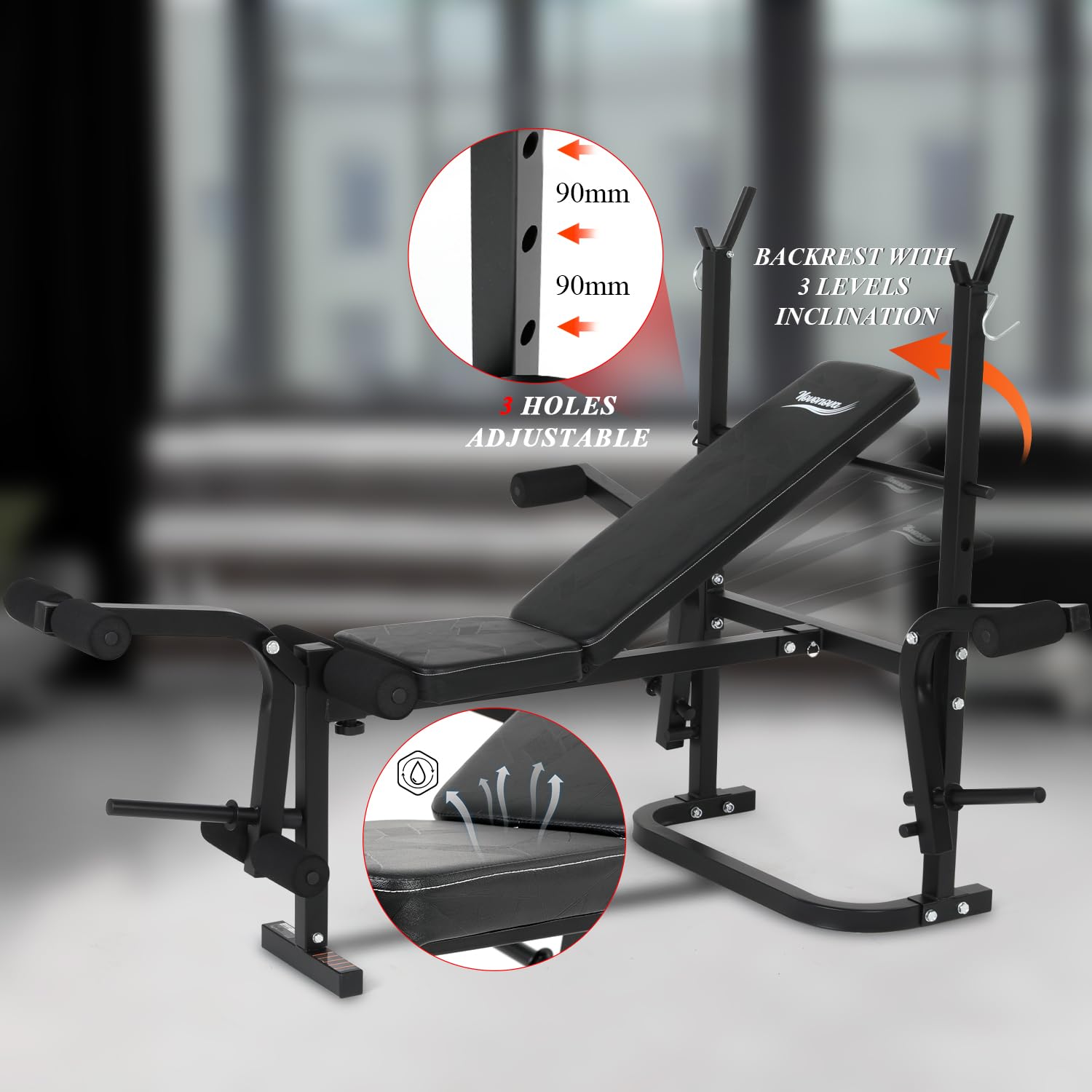 Novonova Panca Multifunzione Pieghevole per Palestra Casa, Panca Regolabile Pesi Inclinata per Allenamento, NV-543