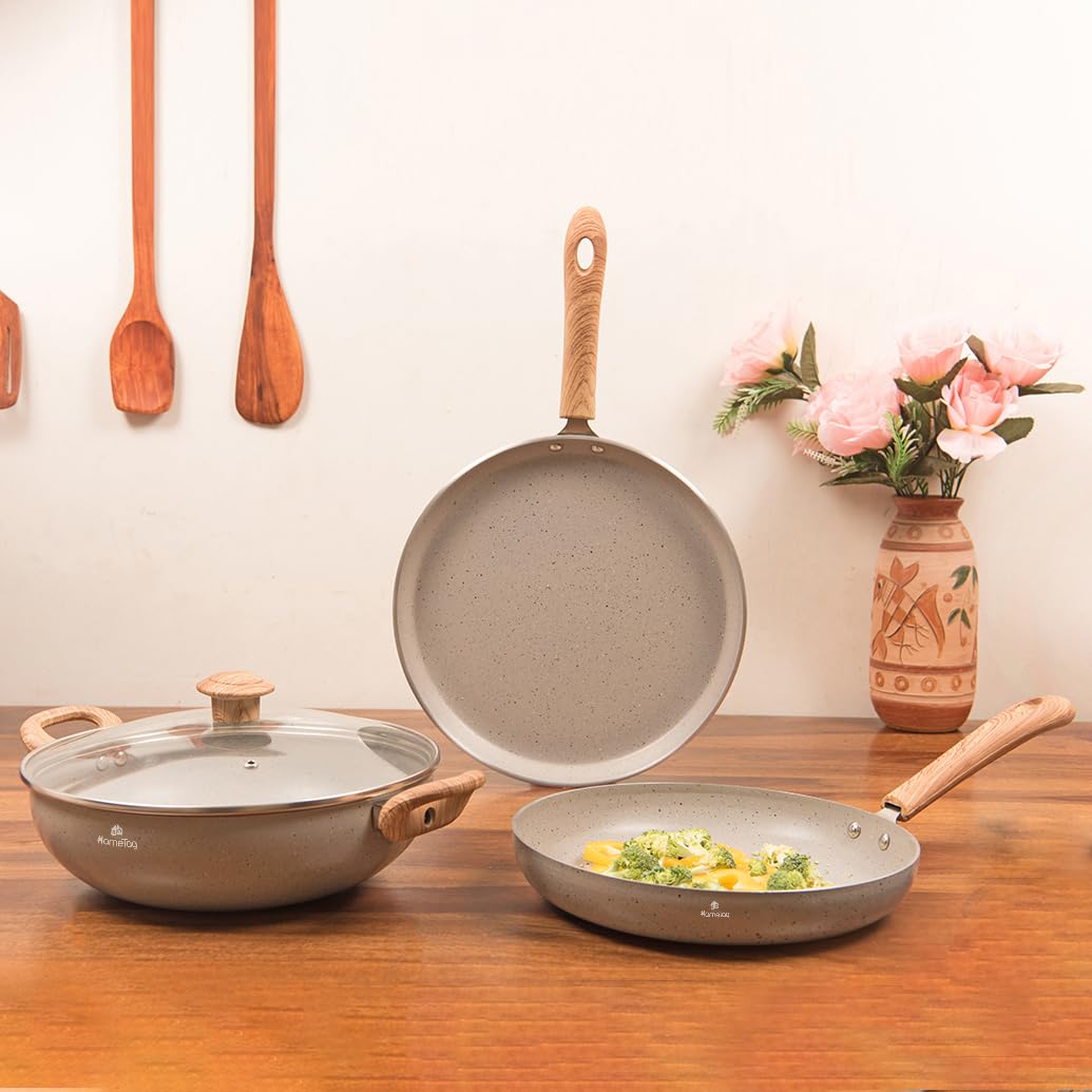 See full amazon price history chart for HomeTag Granite 3-Piece Non-Stick Cookware Combo Set - 2.5 Ltrs Kadai, 1.5 Ltrs Fry Pan, 28.5 cm Tawa - Induction Compatible with Glass Lid (Granite Grey) HomeTag Granite 3-Piece Non-Stick Cookware Combo Set - 2.5 Ltrs Kadai, 1.5 Ltrs Fry Pan, 28.5 cm Tawa - Induction Compatible with Glass Lid (Granite Grey) (B0CHMPG34R) Amazon Price History, Amazon Price Tracker