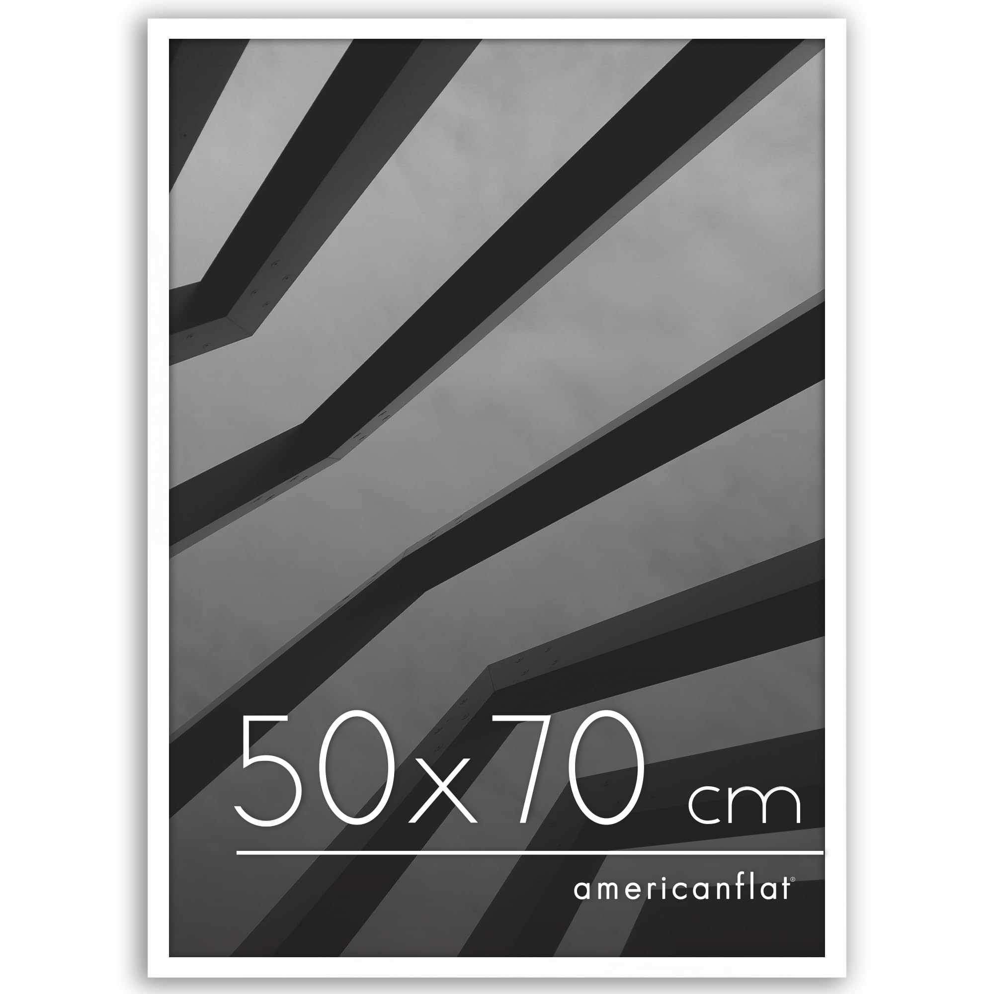 Americanflat 50x70 cm Picture Frame with Polished Plexi Cover - Streamline Collection - Thin Border Picture Frame for Wall Display - Hanging Hardware Included - White