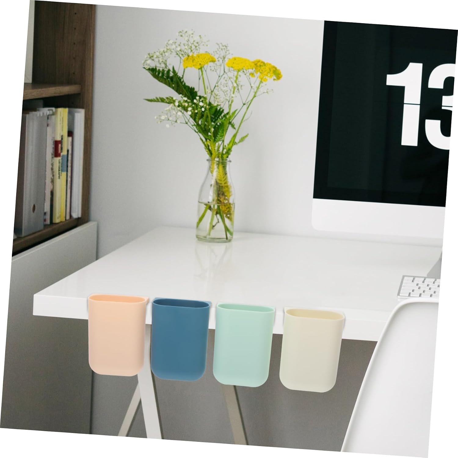 4pcs Tabletop Rolling Storage Cart Hanging Storage Cup Box for Home Office Salon