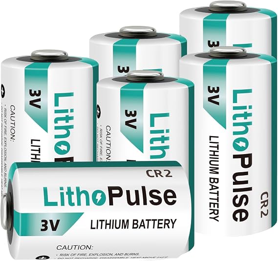 LithoPulse 6 Pack CR2 3V 1000mAh Lithium Battery for Flashlights Home Alarm System Non-Rechargeable CR2 Lithium Batteries 3 Volt