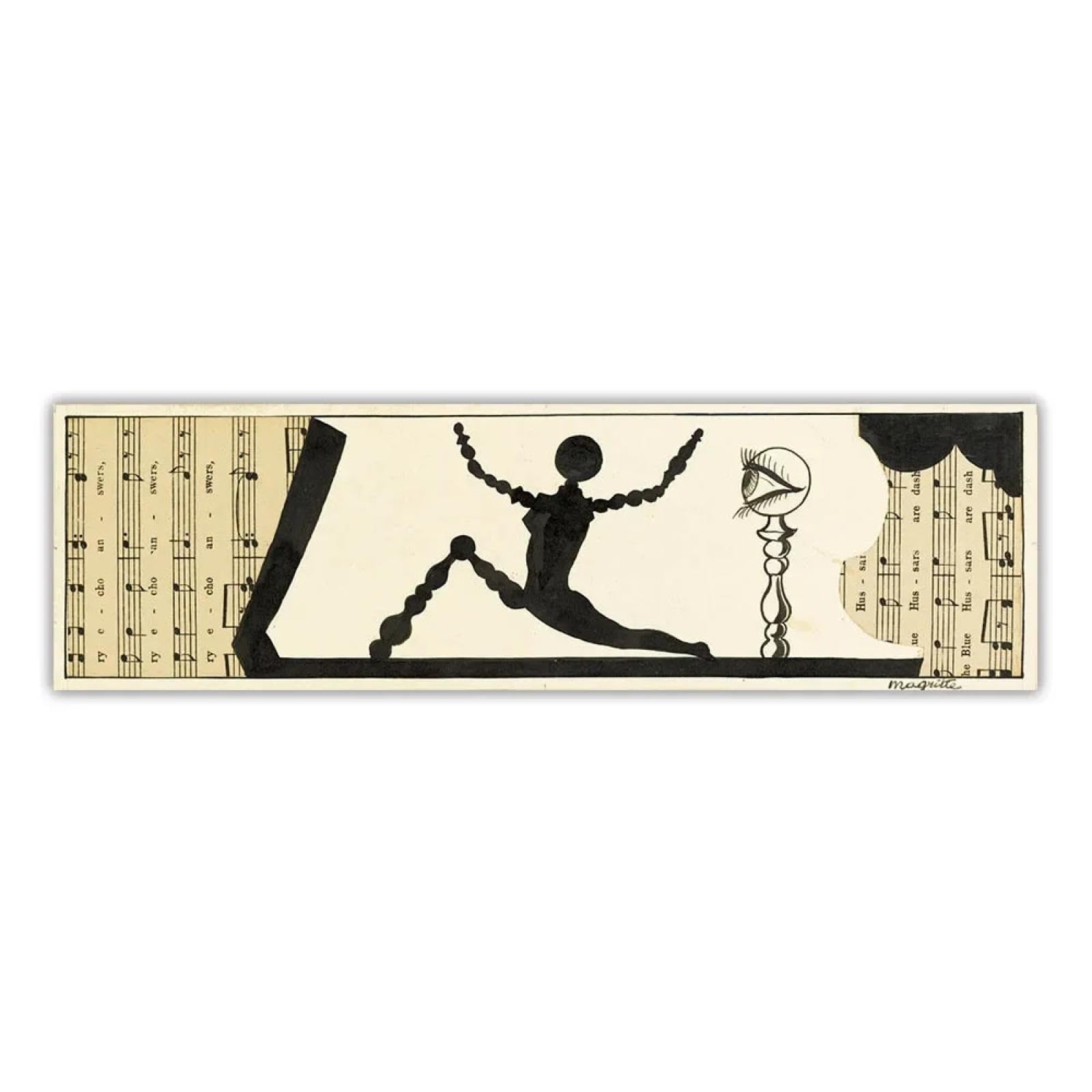 BMGKYAGL Famosi manifesti Musica (Progetto per un'intestazione di pagina), 1926" Surrealismo Tela Pittura a olio Estetica Decorazione per la casa 50x150cm Bronzo
