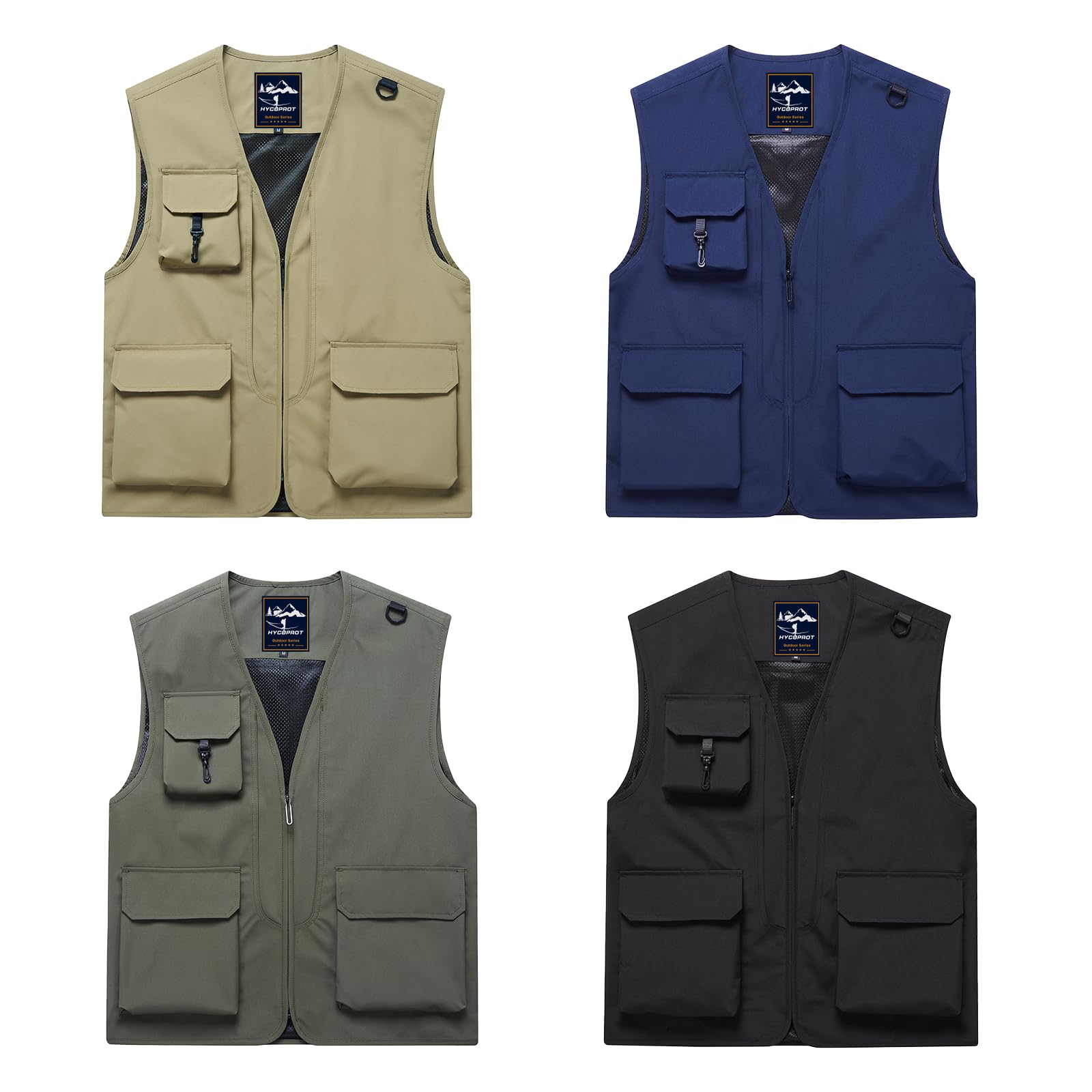 HYCOPROT Chaleco de Pesca para Hombre Outdoor Viaje Chaleco Casual Sin Mangas Ligero Impermeable Chaqueta Cargo Utility Abrigo de Invierno con 5 Bolsillos para Caza Senderismo Entrenamiento Escalada