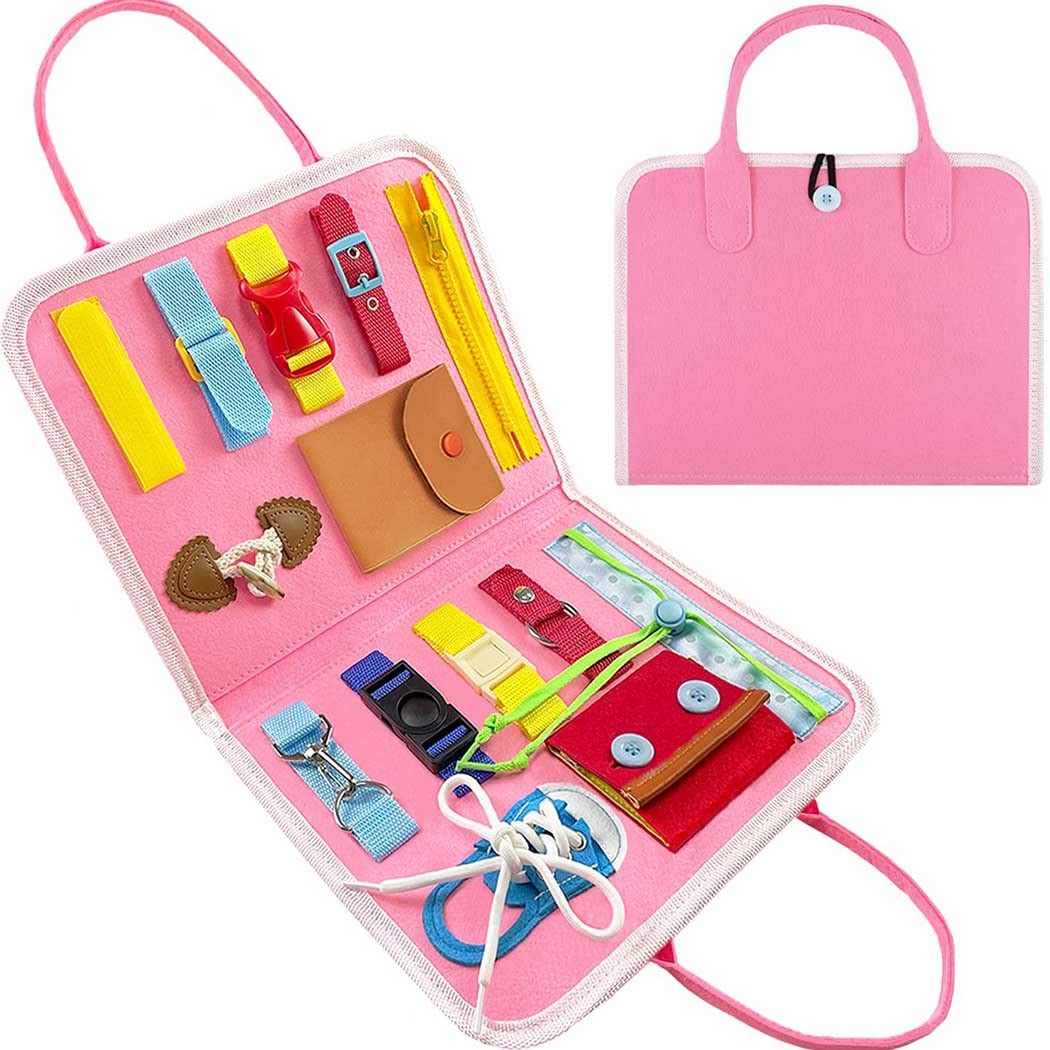 AMERTEETR Busy Board for Toddlers | Montessori Toy for Fine Motor Skills, Sensory Learning & Travel | Educational Activity Board for Kids | Safe, Portable Gift for Boys & Girls | Airplane & Car Toy