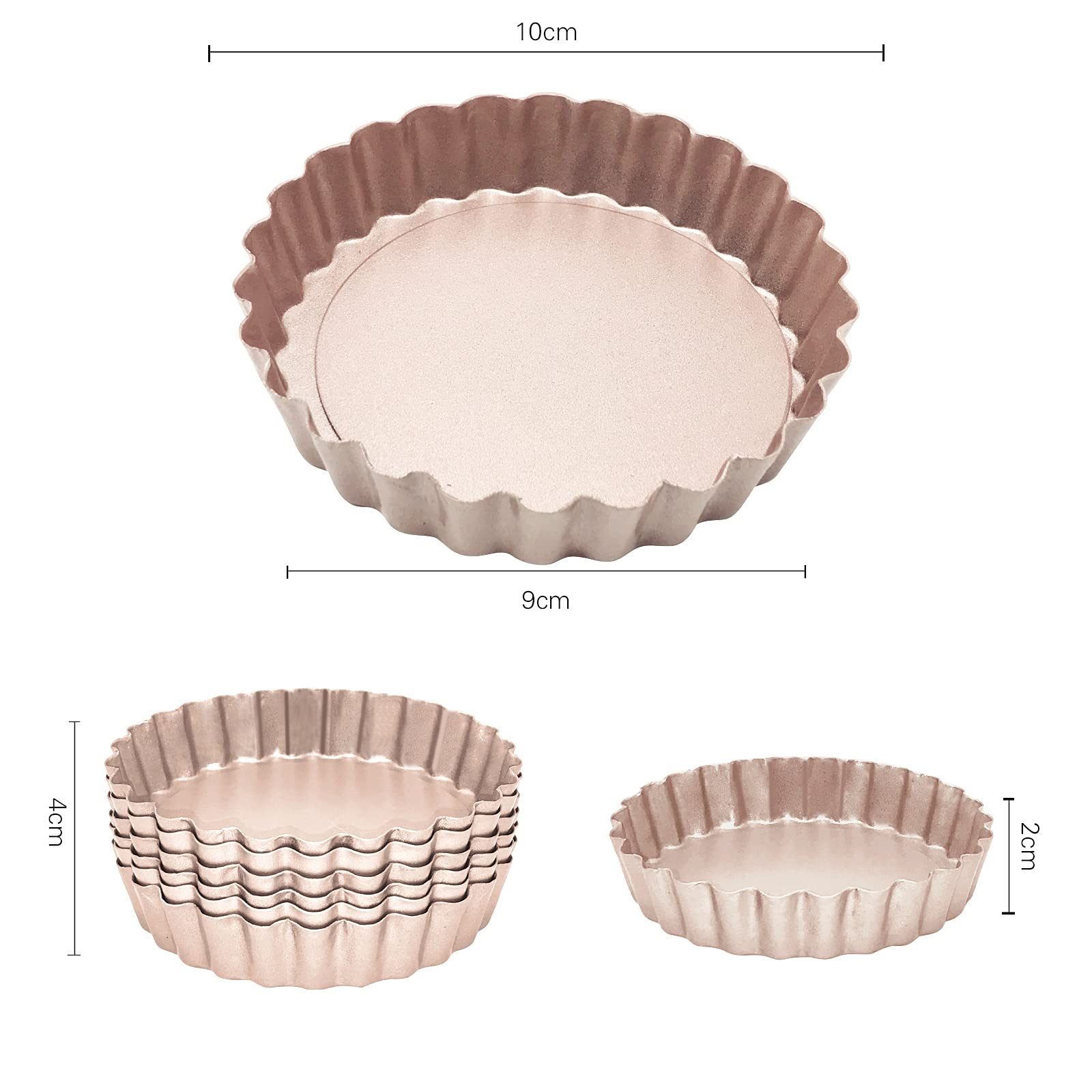 Stampo Per Crostata Fondo Amovibile - Teglia Antiaderente In Acciaio Carbonio, 3/4 Pollici, 6 Pezzi - Foto 2