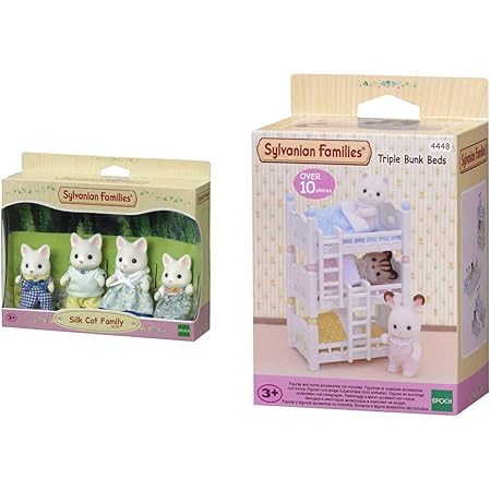 Sylvanian Families Le Village La Famille Chat Soie 4175 Famille 4 Figurines Le Village Les Lits Superposes A 3 Couchettes Bebes 4448 Meubles Et Accessoires Poupee Mini Poupees Amazon Fr Jeux Et Jouets