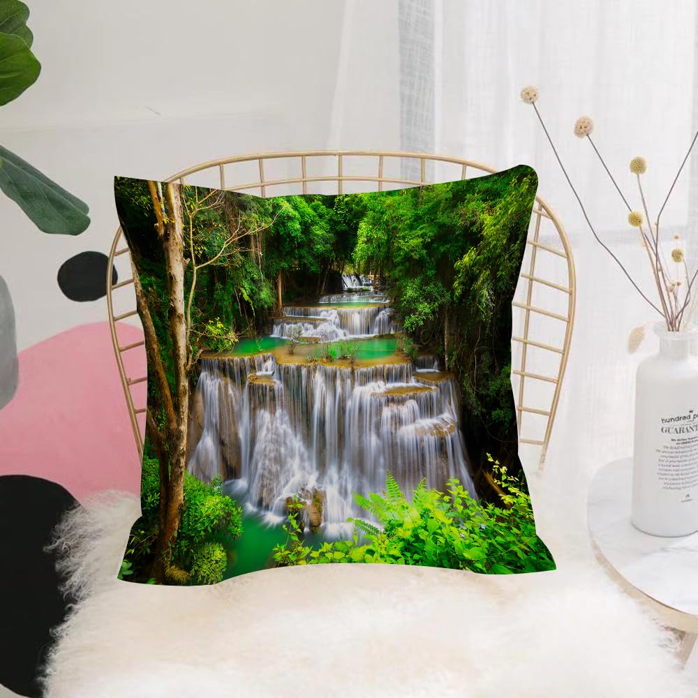 HYOSXW Cushion Cover,Throw Pillow Case Home Decorative for Living Room Bedroom Sofa Chair 16X16 Inch,Huay Mae Kamin Thailand waterfall in Kanjanaburi,Pillowcase 40X40cm