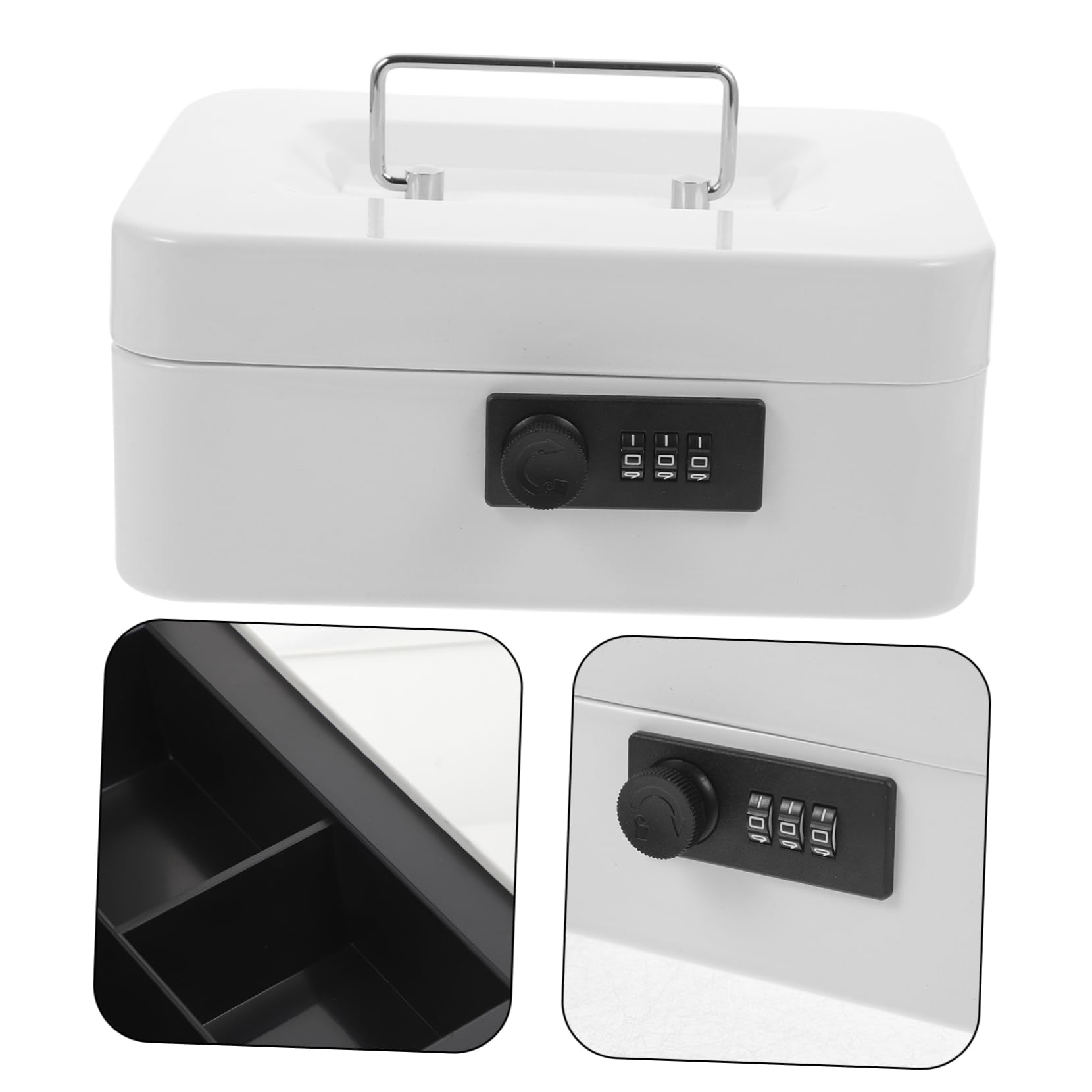 UKCOCO Cassetta Portavalori con Serratura a Combinazione 200 Codici, Scatola di Metallo Piccola con Chiusura Sicura e Fondo Piatto, Organizer per Casa, Ufficio e Regalo
