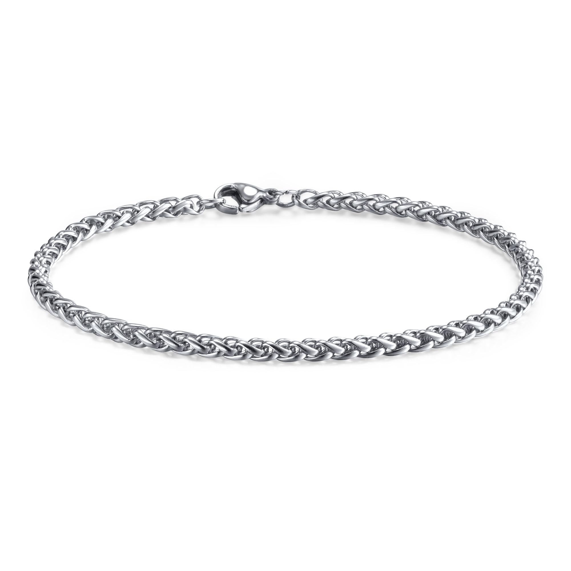 Gamtic Pulsera Fina Cadena Cubana para Hombres - Plateado Pulsera Hombre Cadena Acero Inoxidable, Pulsera Hombre Plata, Pulsera de Cadenas Cubanas, Regalos de Joyería para Hombres